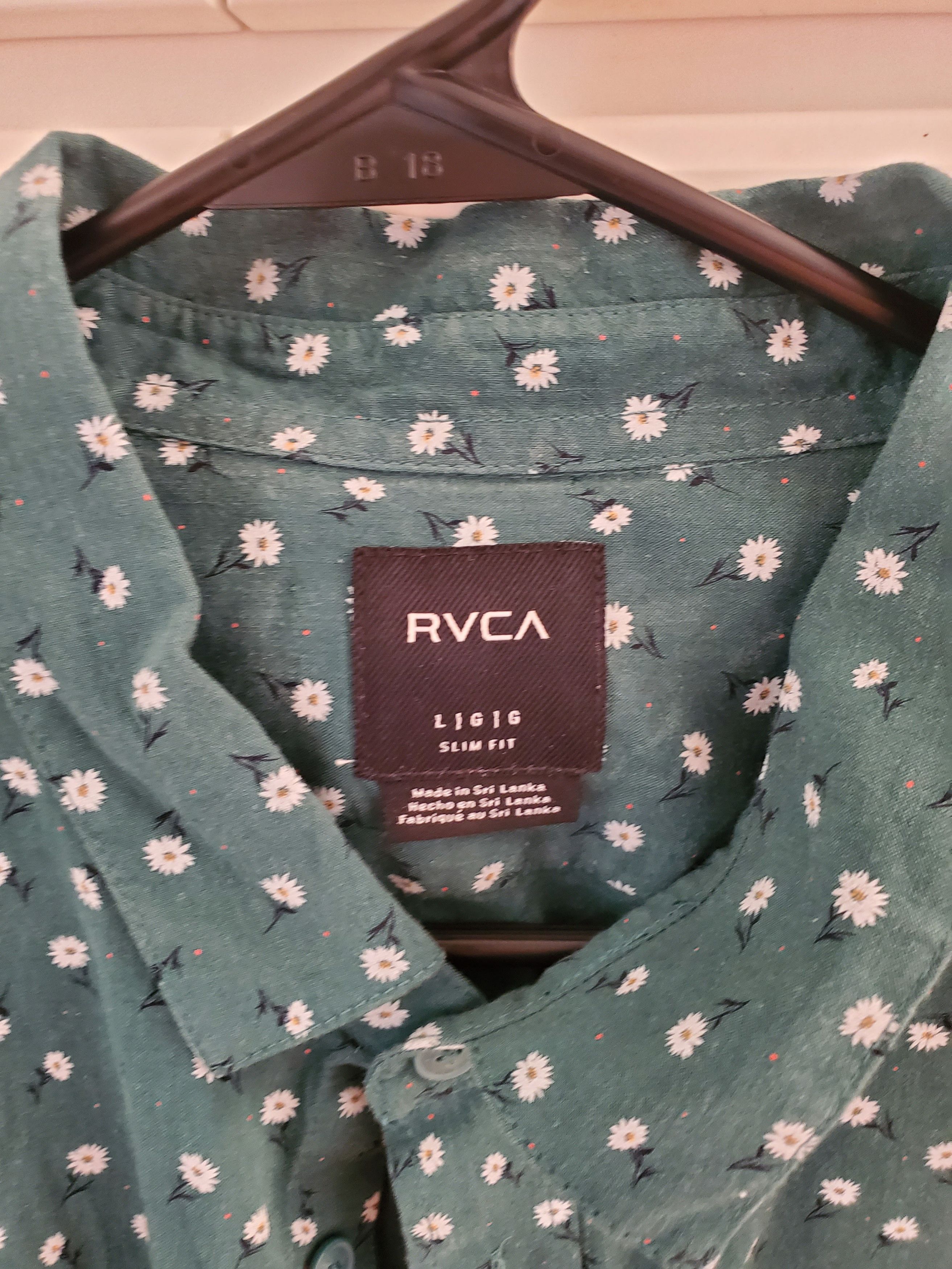 RVCA RVCA green micro floral print button up shirt Size US L / EU 52-54 / 3 - 2 Thumbnail