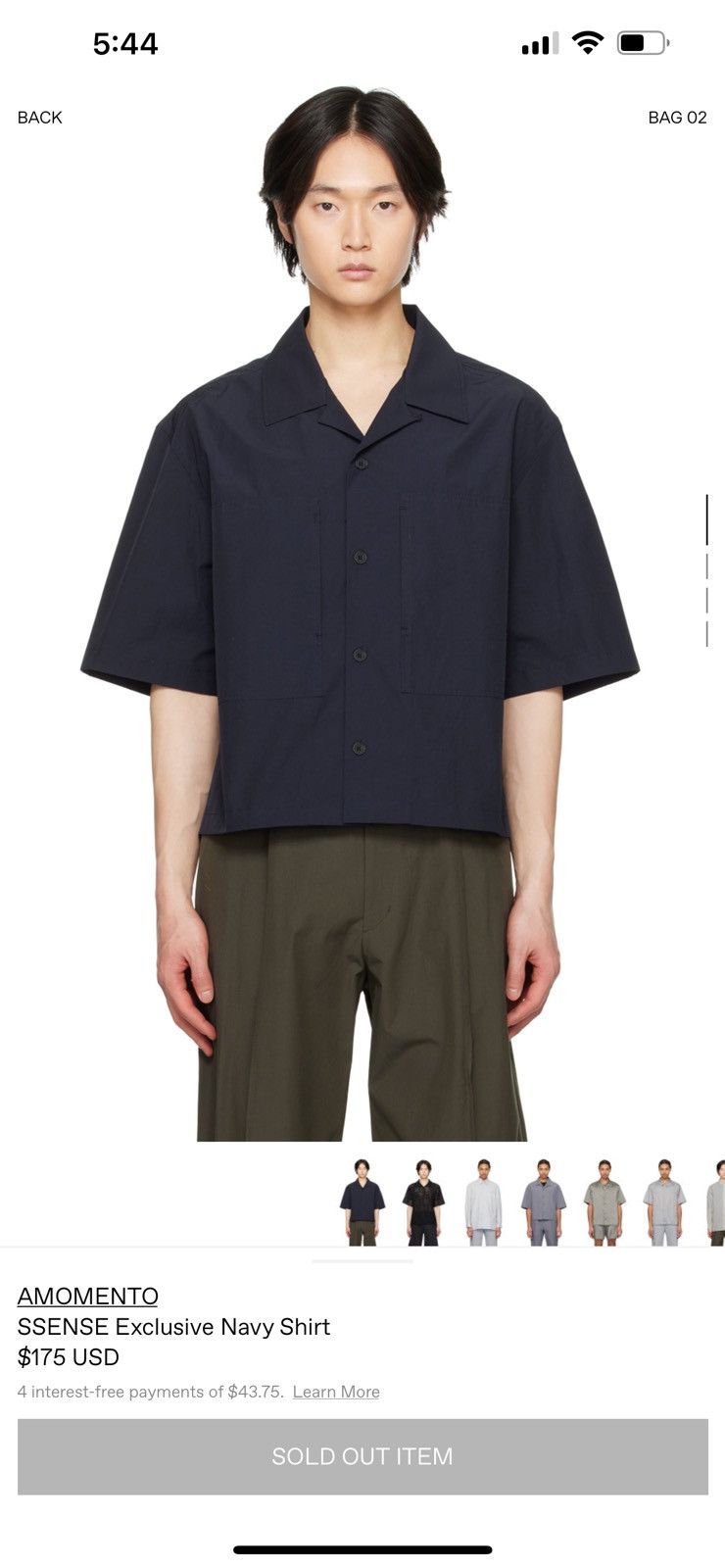 AMOMENTO Cropped navy shirt Size US L / EU 52-54 / 3 - 5 Thumbnail