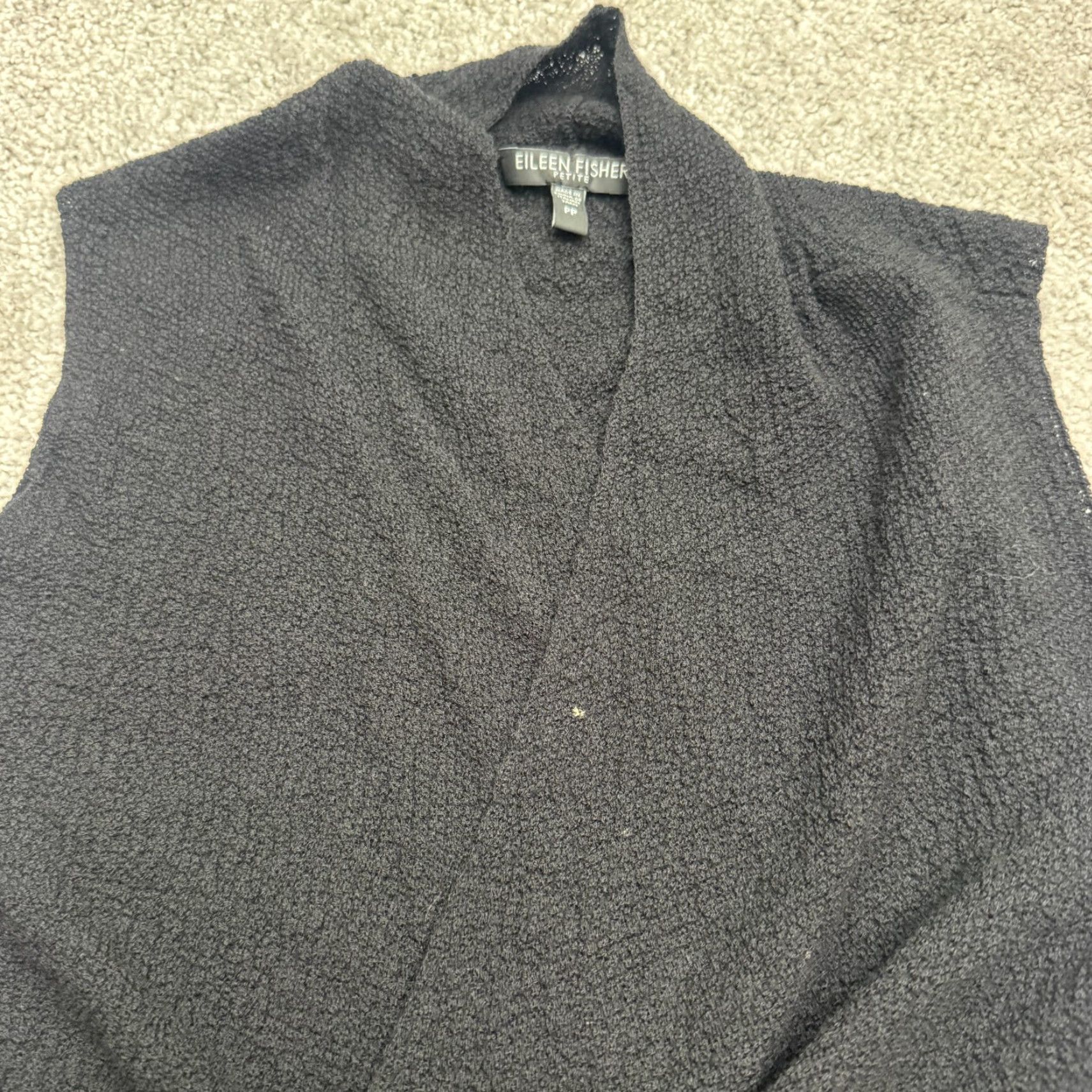 Eileen Fisher Eileen Fisher Sweater Womens XL Black Solid Wool Open Front Draped Knit Wrap Sleeveless Tight-Knit Breathable Stretch Size XL / US 12-14 / IT 48-50 - 3 Thumbnail