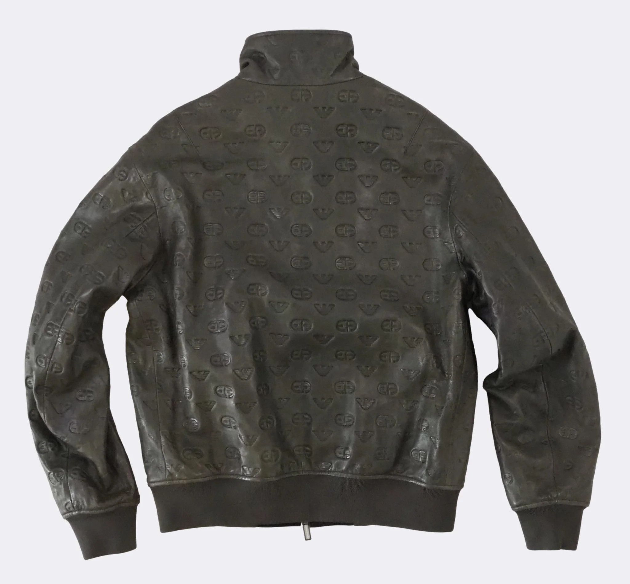 Emporio Armani Reversible Logo Embossed Lambskin Nappa Leather BomberJacket Size US M / EU 48-50 / 2 - 16 Thumbnail