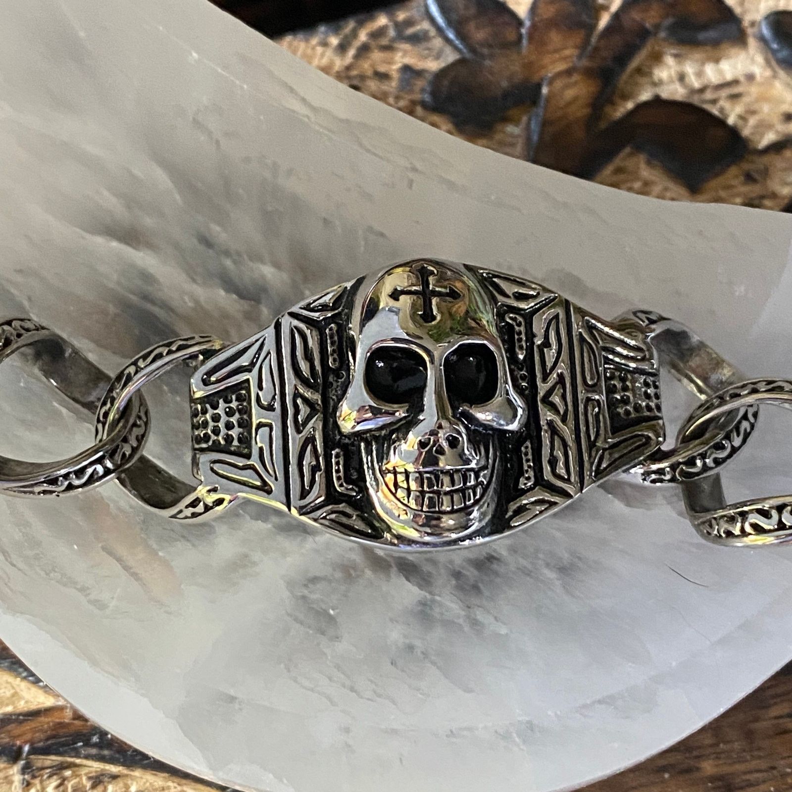 The Unbranded Brand Men's Skull Stainless Steel Bracelet Size ONE SIZE - 5 Thumbnail