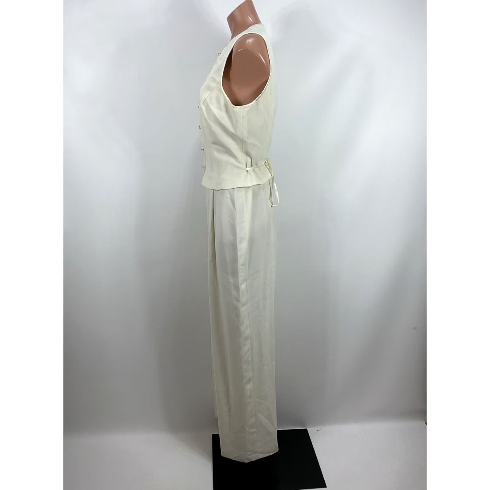 Laundry by Shelli Segal Laundry by Shelli Segal Jumpsuit Ivory 1990s Wedding Wide Leg Size 12 Adult Womens Size 34" / US 12 / IT 48 - 7 Thumbnail