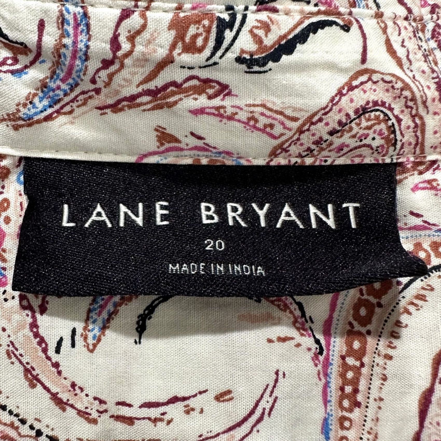 Vintage Lane Bryant Blouse Womens 20 Pink Paisley Rufffle Short Sleeve Collared Pullover Relaxed Plus Size Size 3XL / US 20-22 - 4 Thumbnail