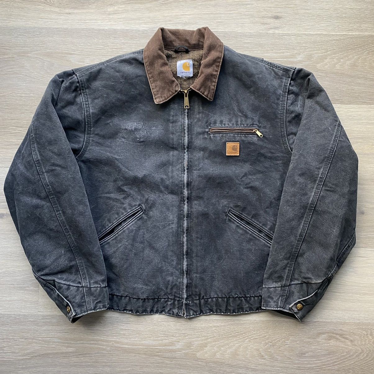 Vintage Vintage 90s Faded black Carhartt Detroit Jacket j97 | Grailed