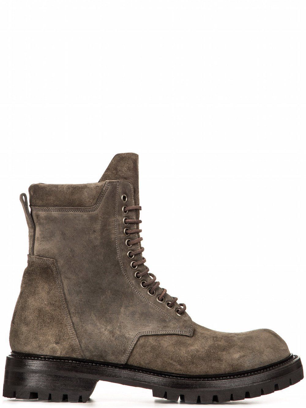 Pre-owned Rick Owens Mainline Goodyear Combat Boots Dark Dust In Dust Grey