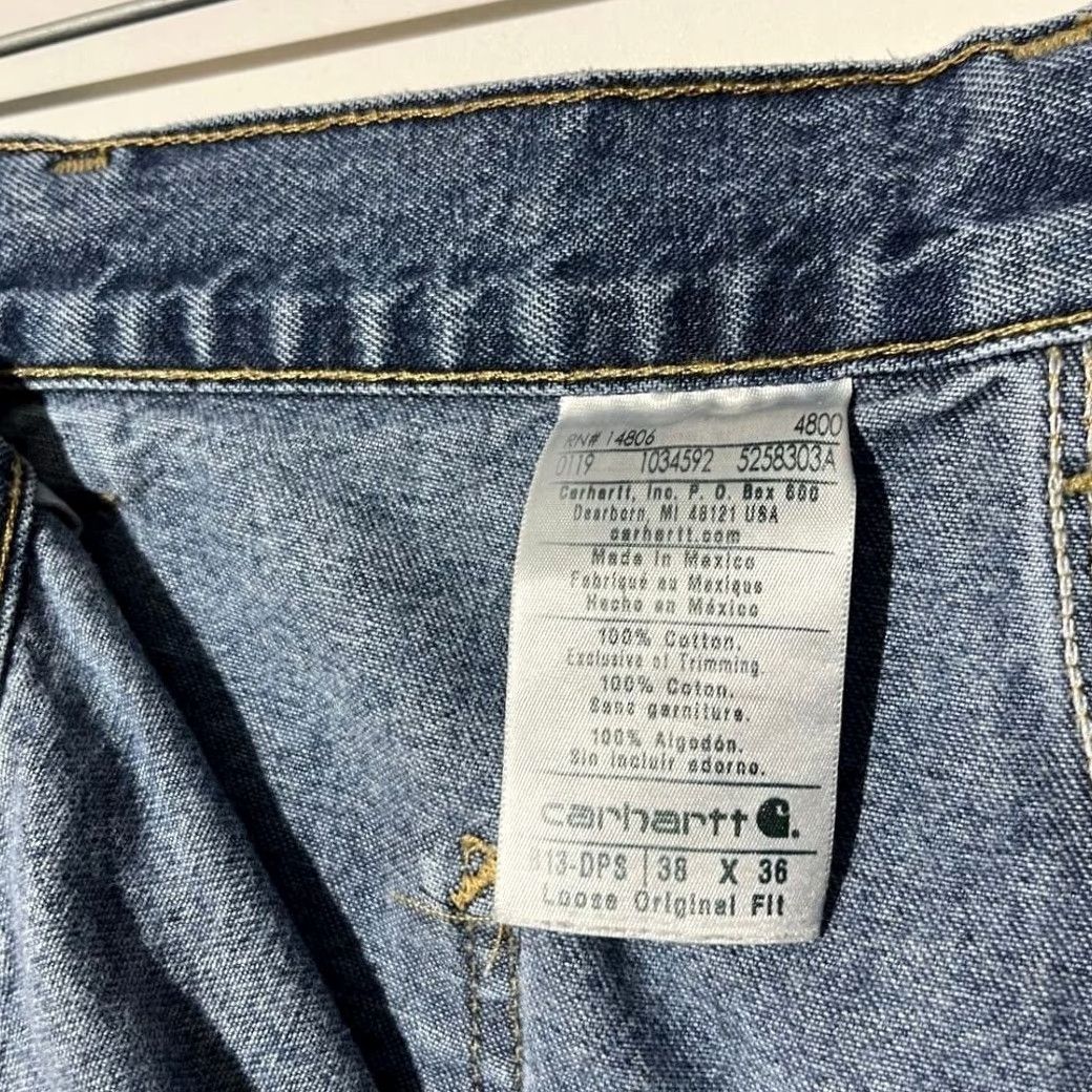 Carhartt VINTAGE Carhartt Loose Original Fit Carpenter Distressed Blue Jeans Men's 38x36 Jeans Men Blue 38 Straight 35in Regular Carhartt Mens Jeans Size US 38 / EU 54 - 3 Thumbnail