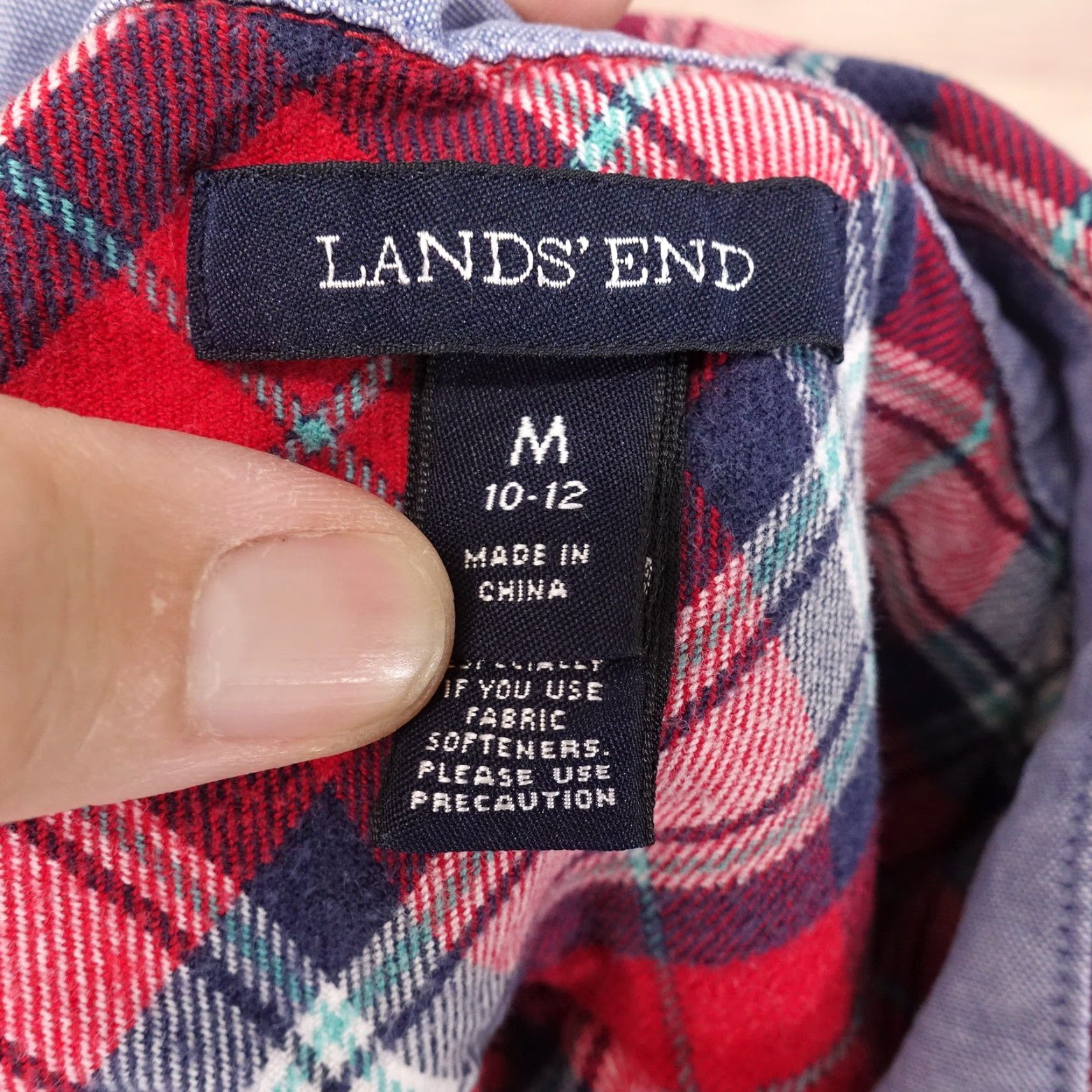 Lands' End Lands' End Women’s Medium Red Plaid Flannel Shirt Long Sleeve Button Up Casual Classic Size M / US 6-8 / IT 42-44 - 6 Thumbnail