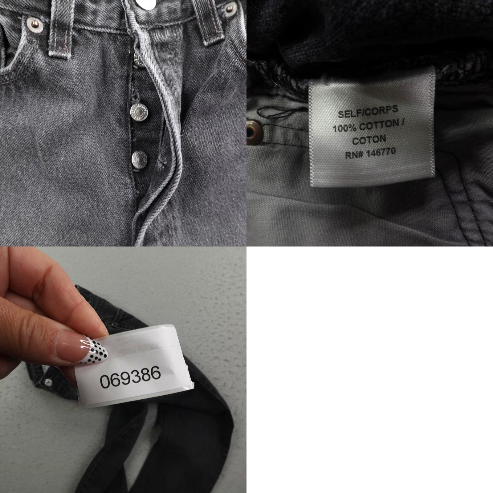 RE/DONE RE/DONE Jeans Womens 26 Black Denim Button Fly High Rise Straight Leg Size 26" / US 2 / IT 38 - 9 Thumbnail