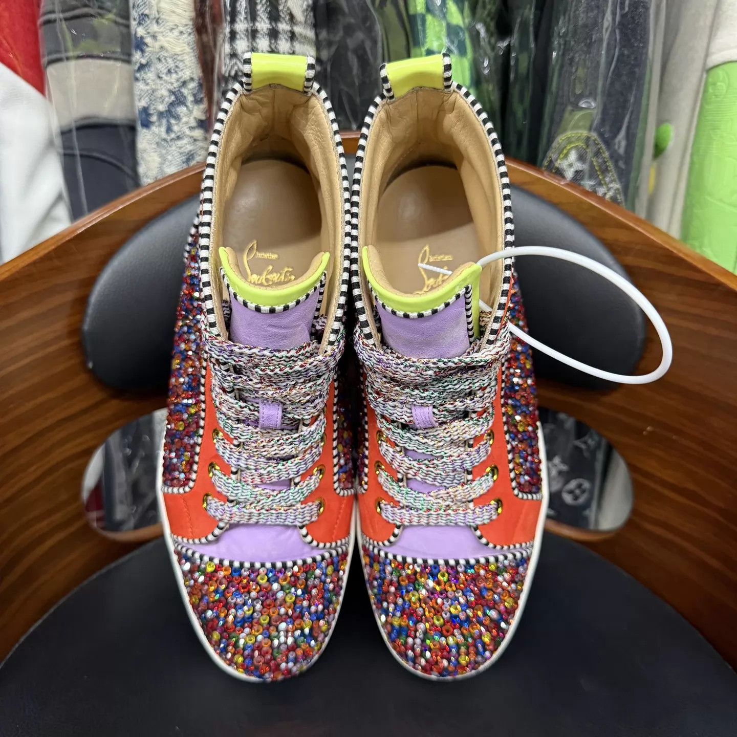 Christian Louboutin CL Candy-Colored Crystal Red Sole Flat 38.5 2x Worn Size US 8 / IT 38 - 5 Thumbnail