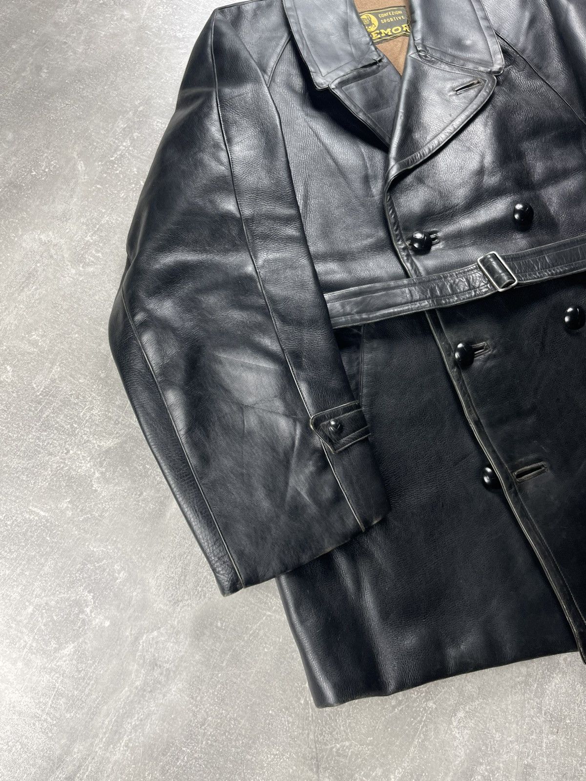 Vintage Vintage Demor Confezioni Leather Double Breasted Coat Black Size US XL / EU 56 / 4 - 4 Thumbnail
