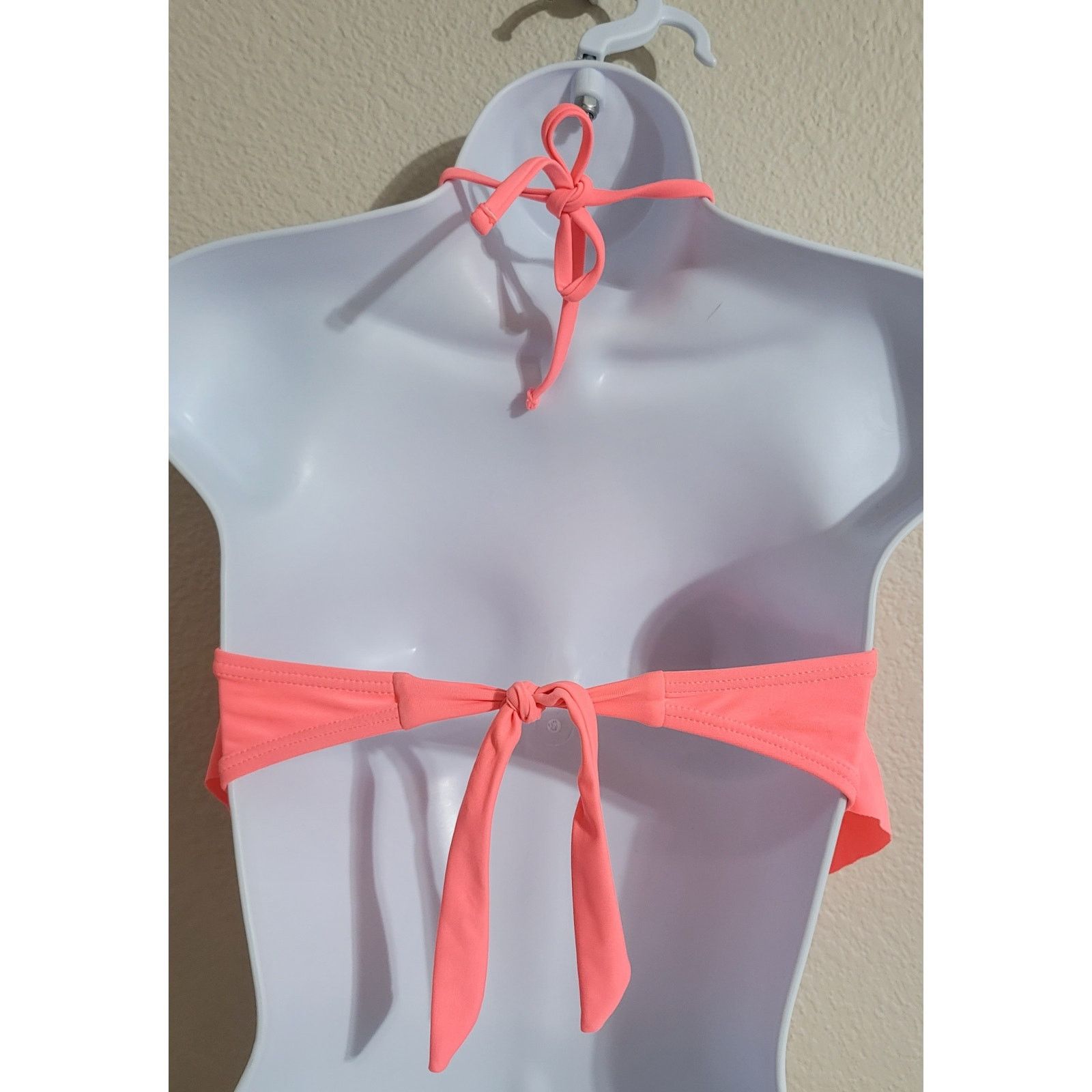 Other SO Bright Orange Embroidered Halter Bikini Top Small Padded Size ONE SIZE - 2 Thumbnail