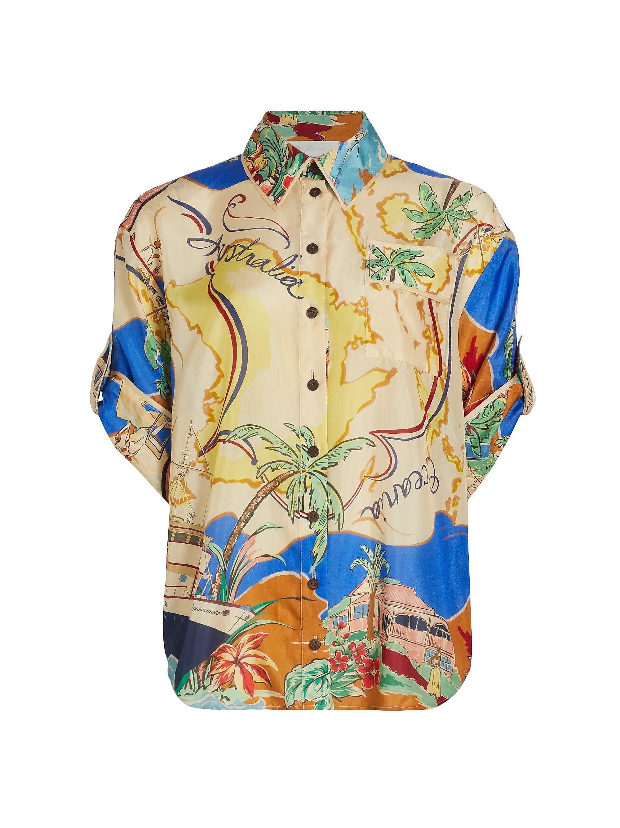oc11z0725 Alight Printed Silk Short-Sleeve Shirt Multicolor