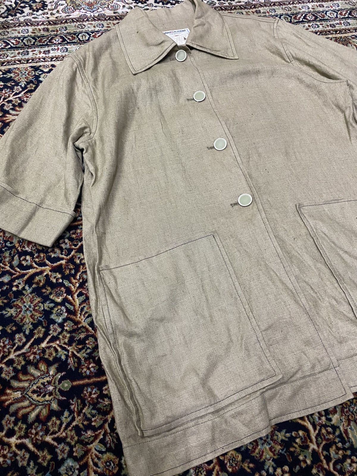 Saint Laurent Paris × Vintage × Yves Saint Laurent Vintage Saint lauren Rive Gauche by Hedi Slimane Linen Shirt Size US M / EU 48-50 / 2 - 3 Thumbnail