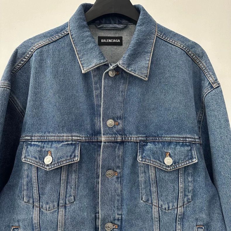 Balenciaga Balenciaga Logo Print Denim Jacket-2506 Size US XXL / EU 58 / 5 - 3 Thumbnail