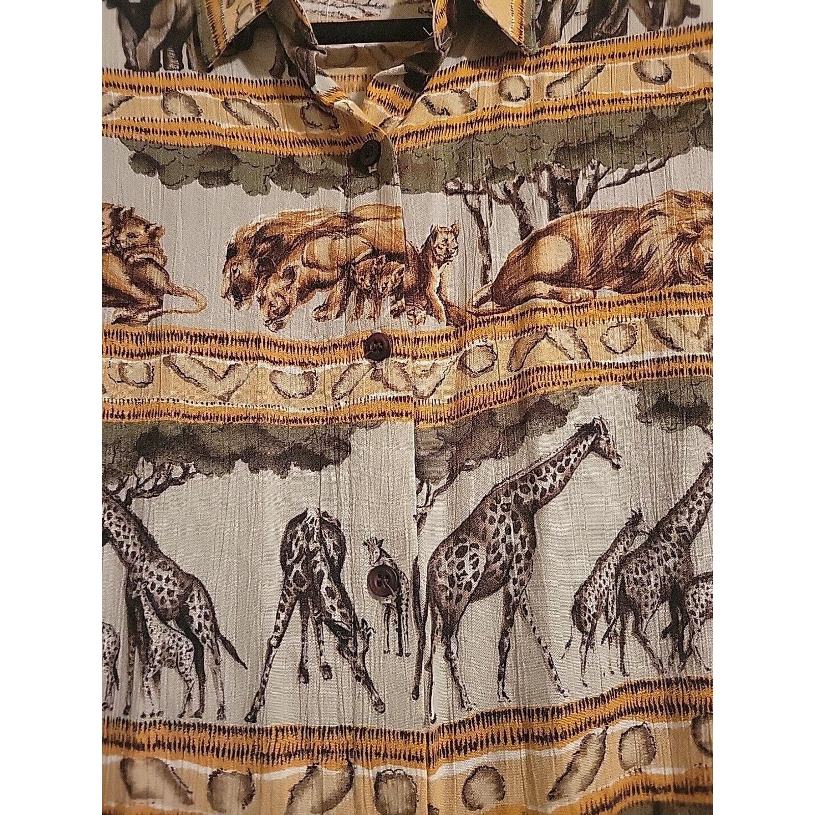 Other Alfred Dunner Short Sleeve Exotic Print Blouse Button Shirt Size XXL / US 16-18 / IT 52-54 - 3 Thumbnail