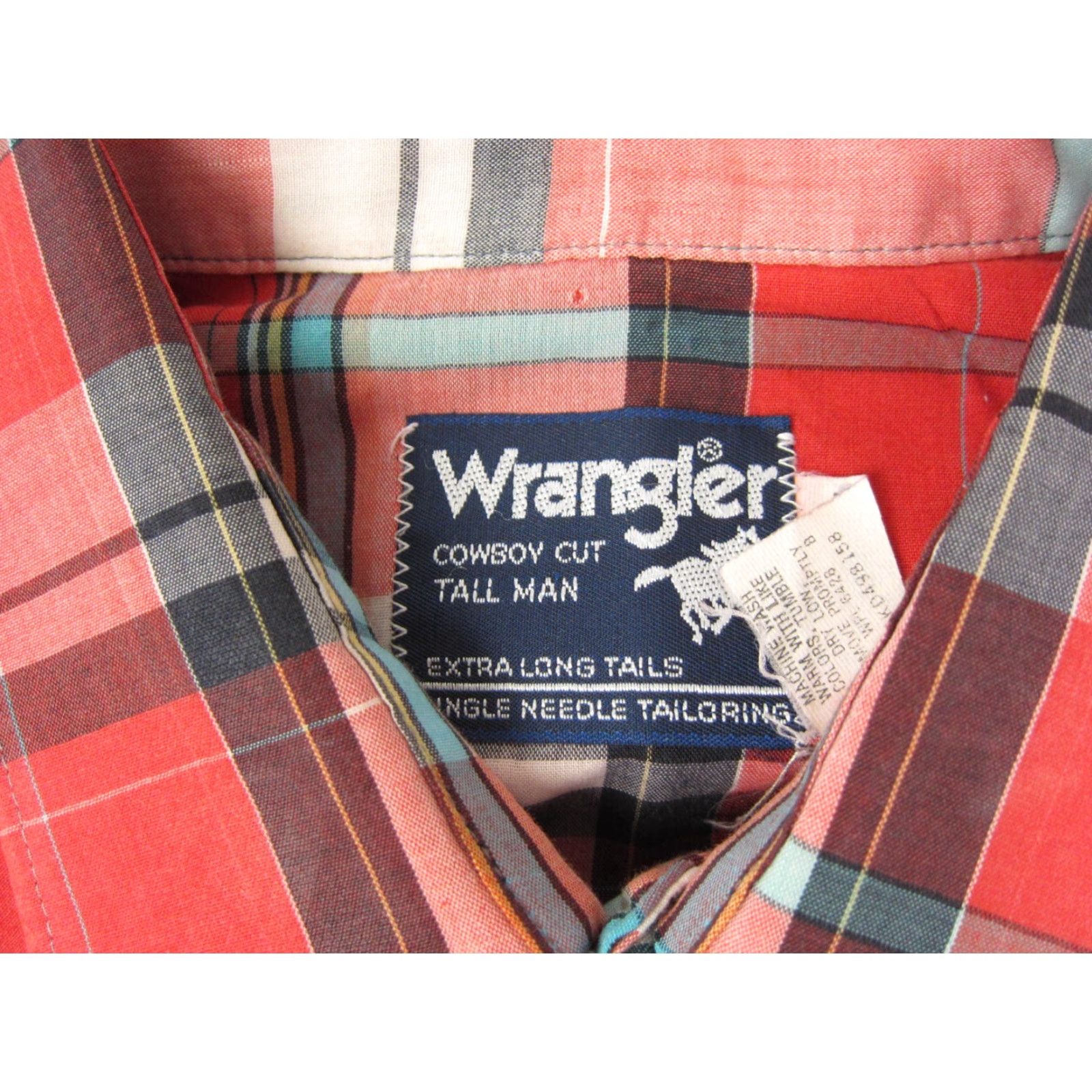 Wrangler Vintage Wrangler Shirt Mens 16.5 Red Plaid Cotton Button-Up Western Casual Cowboy 80s Mens Size US XL / EU 56 / 4 - 4 Thumbnail