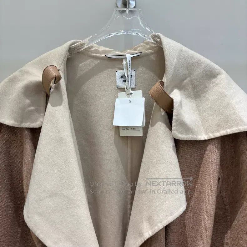 Hermes Hermes Beige Brown Cashmere Linen Silk Lapel Long Sleeve C Size XS / US 0-2 / IT 36-38 - 3 Thumbnail