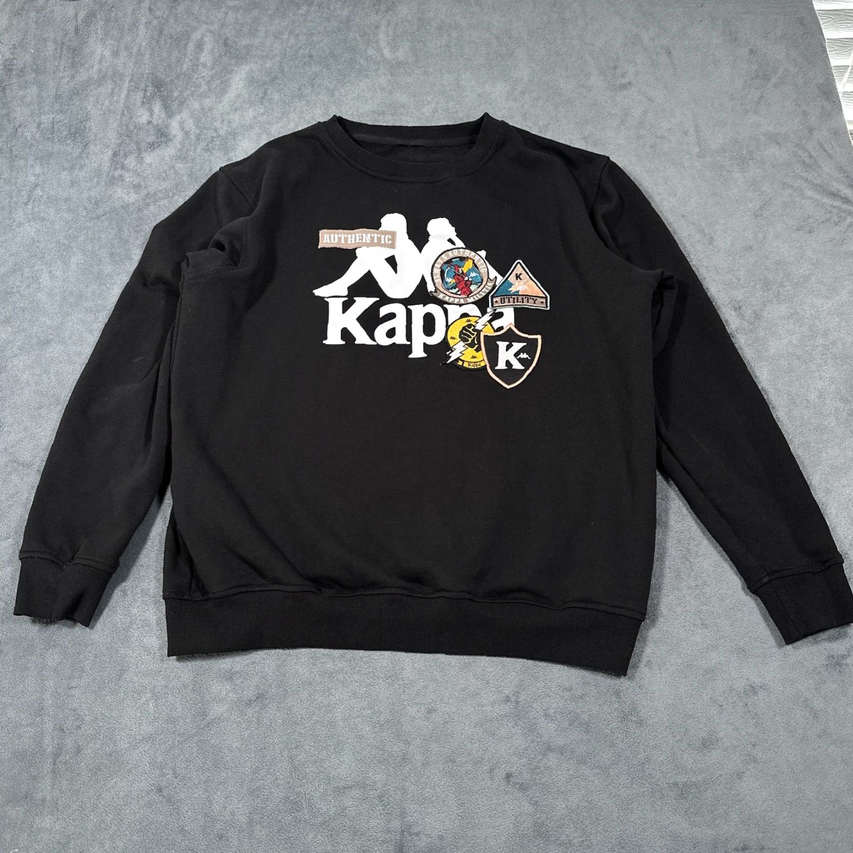 Kappa Kappa Sweatshirt Mens Large Black Crew Neck Luther Man Patches Lon Sleeve Graphic Print Size US L / EU 52-54 / 3 - 2 Thumbnail