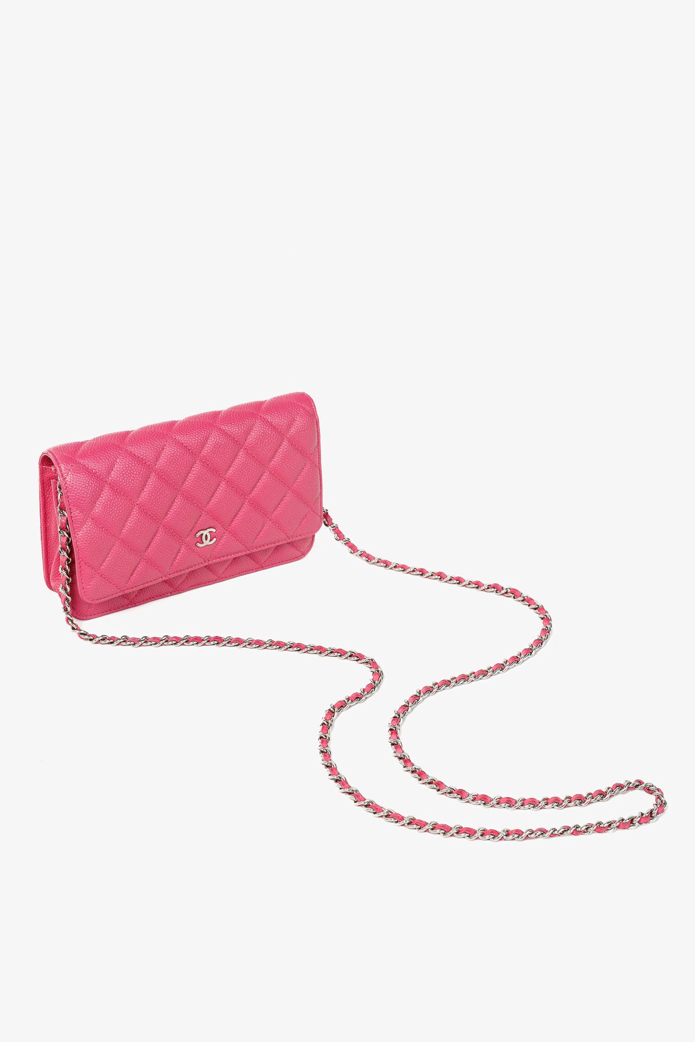 Chanel Chanel Silver Strap Pink Magenta Caviar Wallet-on-Chain Size ONE SIZE - 6 Thumbnail