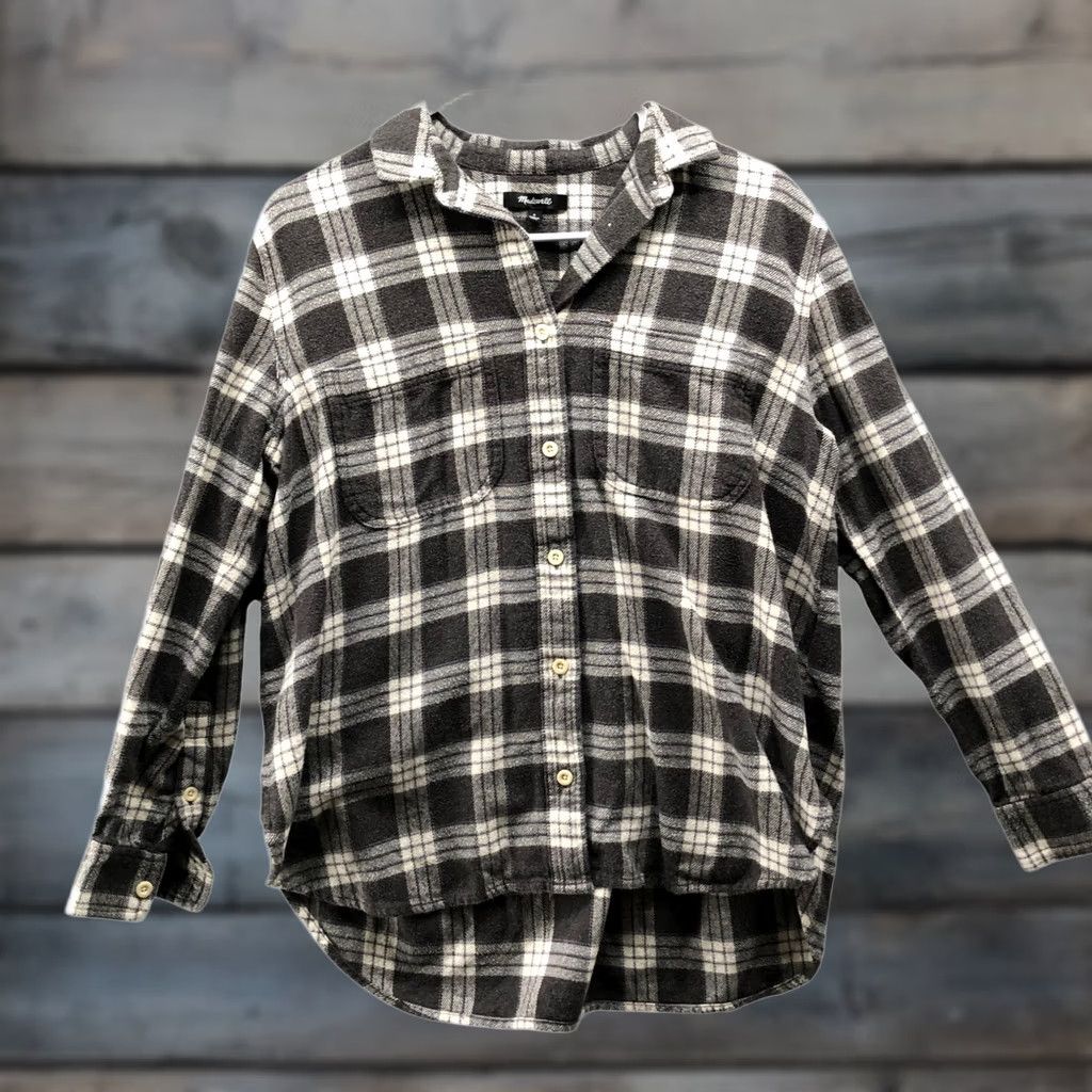 Madewell Madewell Flannel Over Shirt Womens S Brown Plaid Cotton Button Front Size S / US 4 / IT 40 - 1 Thumbnail