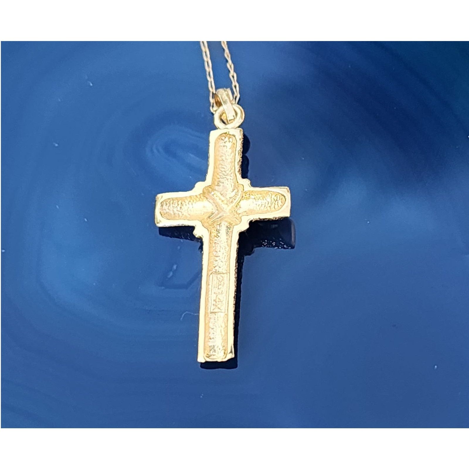 Vintage ACO 14K Yellow Gold Diamond Cut Cross Pendant Link Necklace Size ONE SIZE - 5 Thumbnail