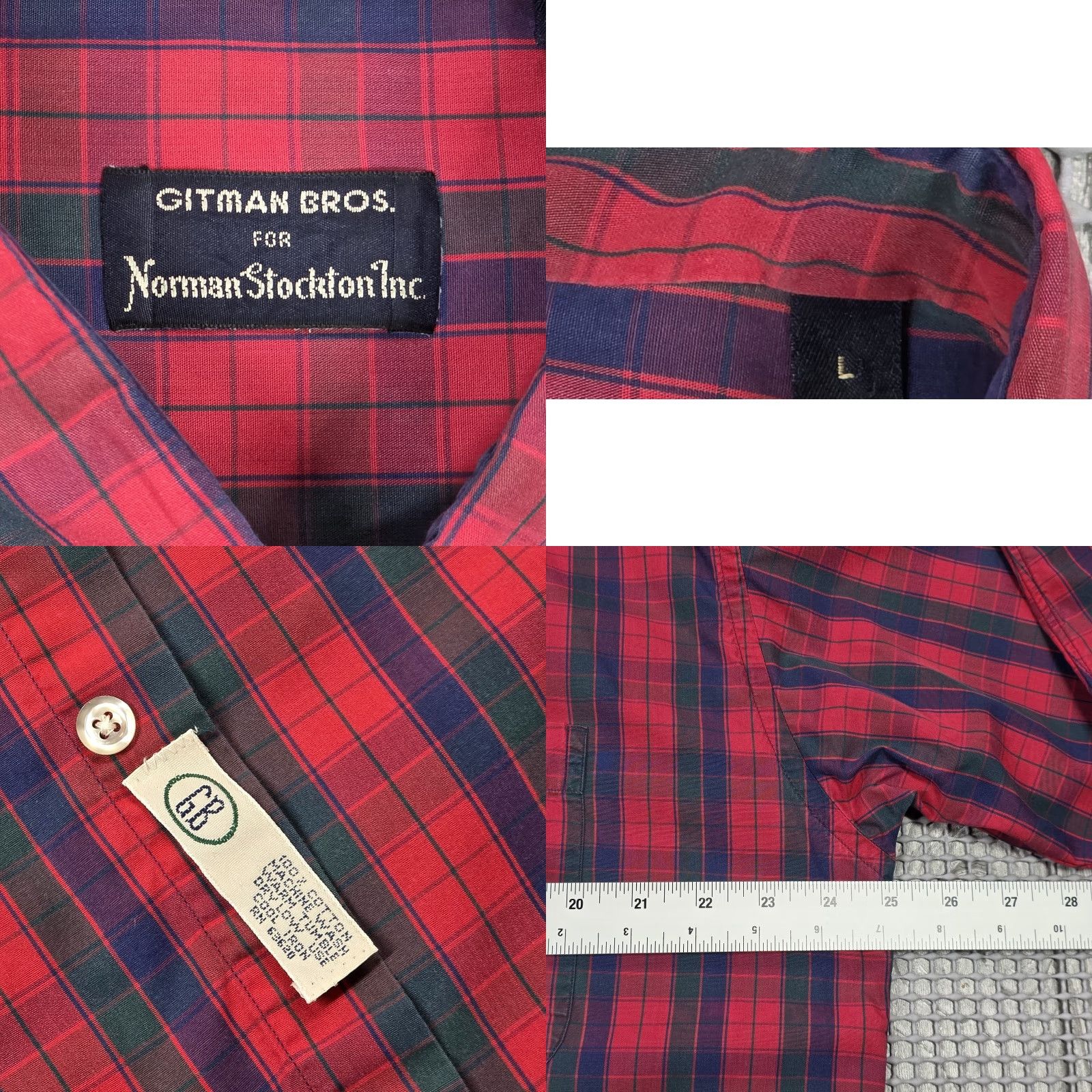 Vintage Gitman Bros Shirt Mens L Red Plaid Button-Up Long Sleeve Cotton USA Size US L / EU 52-54 / 3 - 8 Thumbnail