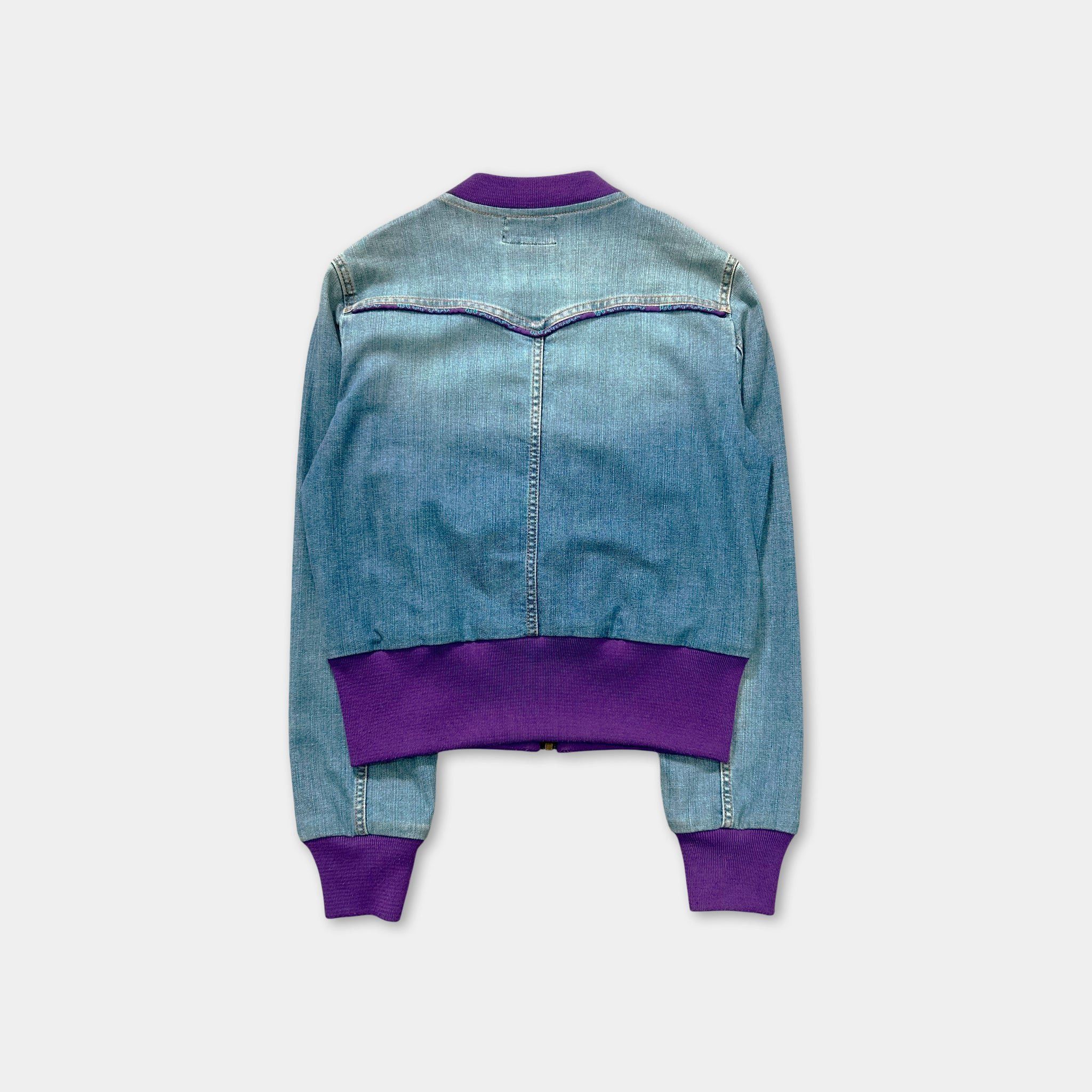 Dolce & Gabbana Dolce & Gabbana 2000's Denim Purple Bomber Jacket Size S / US 4 / IT 40 - 5 Thumbnail