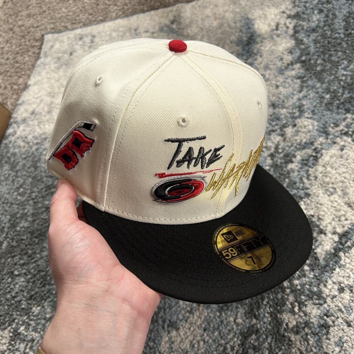 MyFitteds 7 3/8 CAROLiNA HURRiCANES TAKE WARNiNG RADiANT RED 5950 CAP Size ONE SIZE - 7 Thumbnail