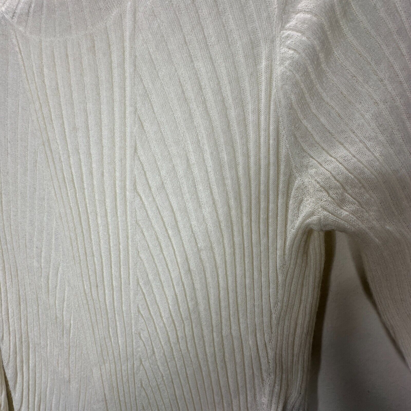 Allsaints Allsaints Cream Ribbed Long Sleeve Round Neck Thin Sweater L Size L / US 10 / IT 46 - 4 Thumbnail