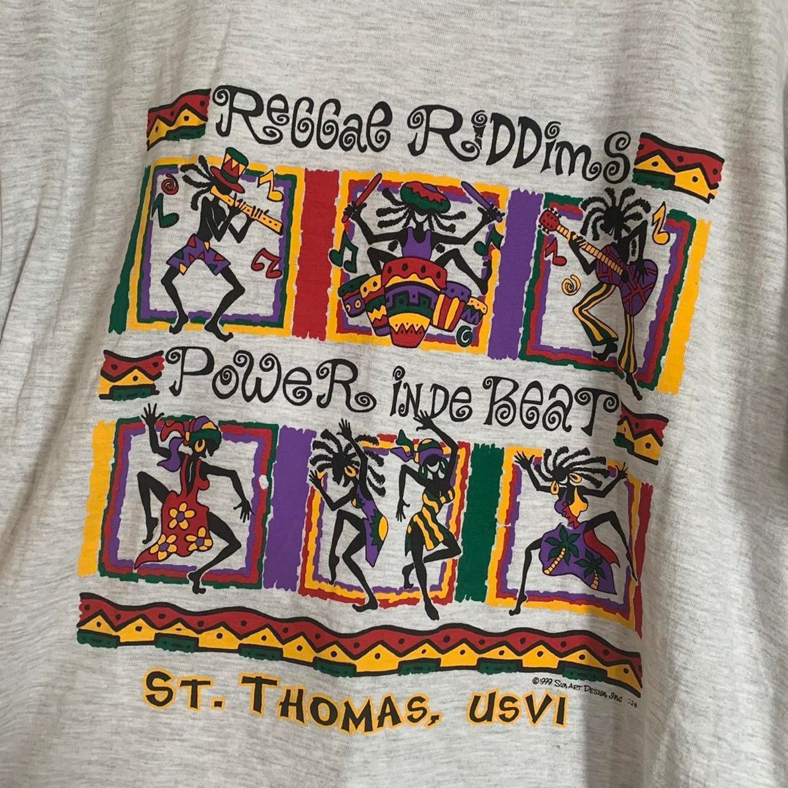 Vintage 1999 US Virgin Islands “Power In De Beat” Reggae Riddims t Size US L / EU 52-54 / 3 - 3 Thumbnail