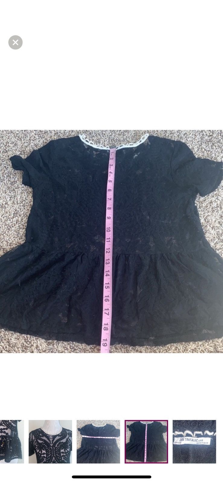 Zara Zara trafaluc small black lace peplum blouse Size S / US 4 / IT 40 - 4 Thumbnail
