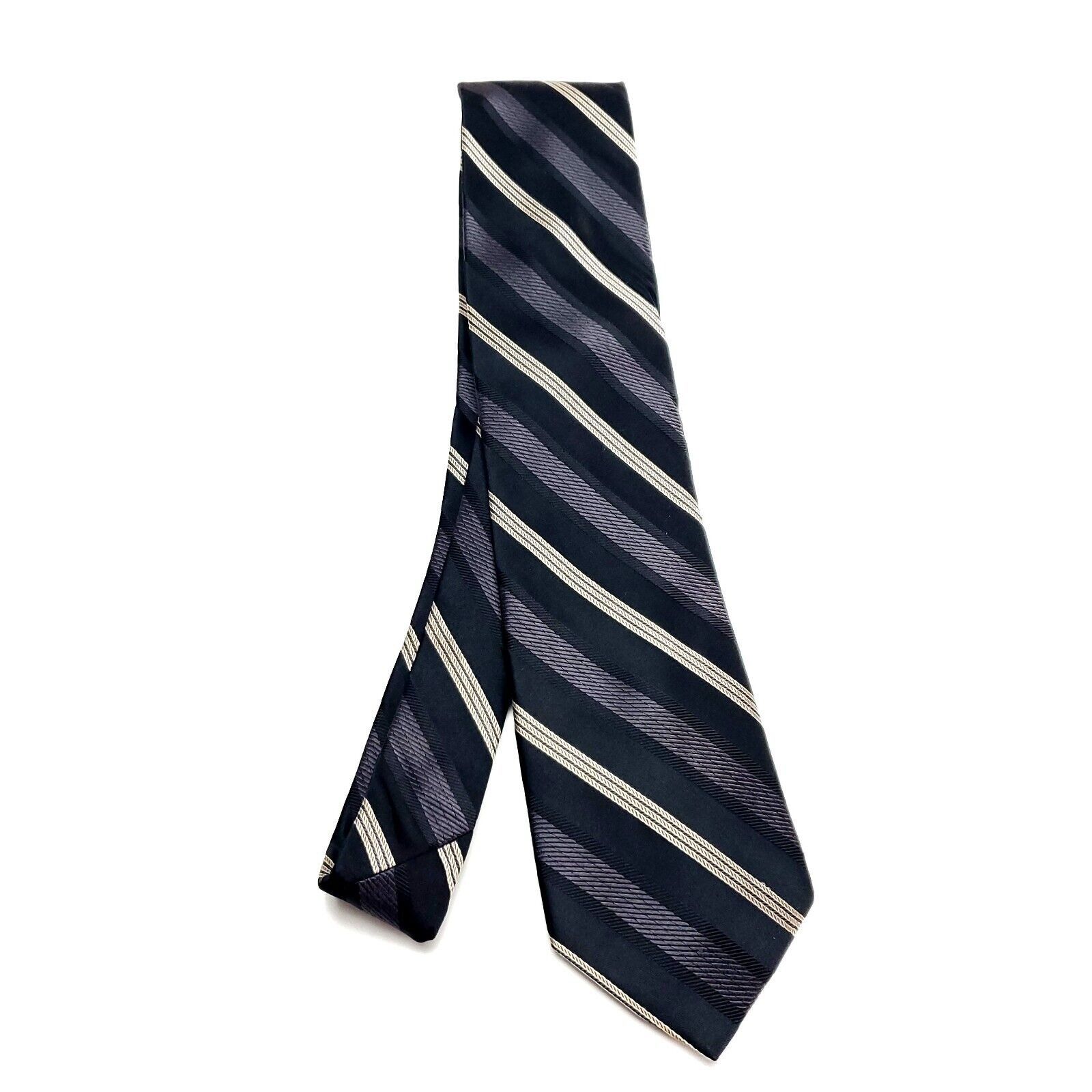 Joseph Abboud Joseph Abboud Dark Blue Silk Tie Woven Striped Size ONE SIZE - 6 Thumbnail