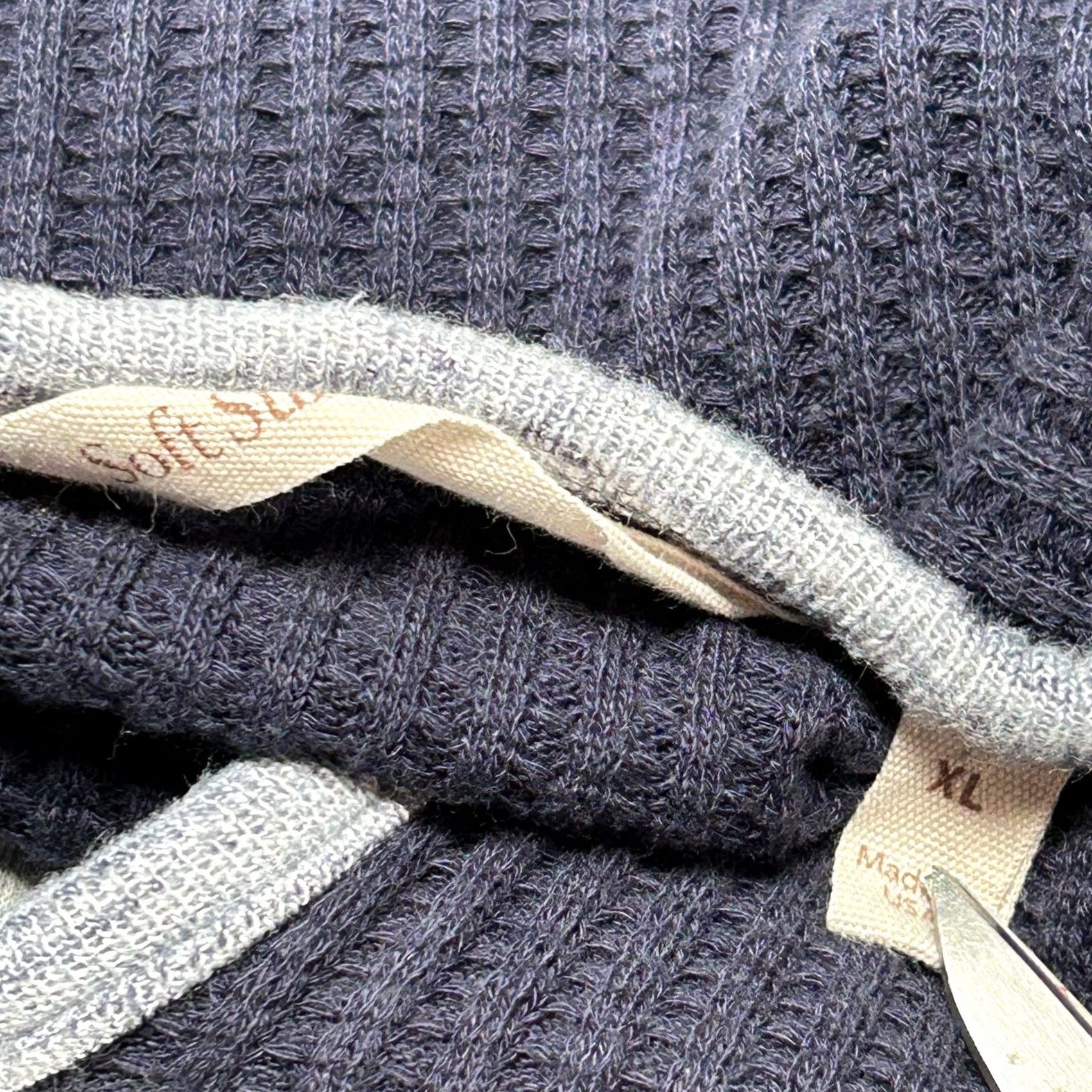 Soft Surroundings Soft Surroundings Reed Waffle Knit Stripe Tunic Long Sleeve Shirt Navy Casual Size XL / US 12-14 / IT 48-50 - 3 Thumbnail