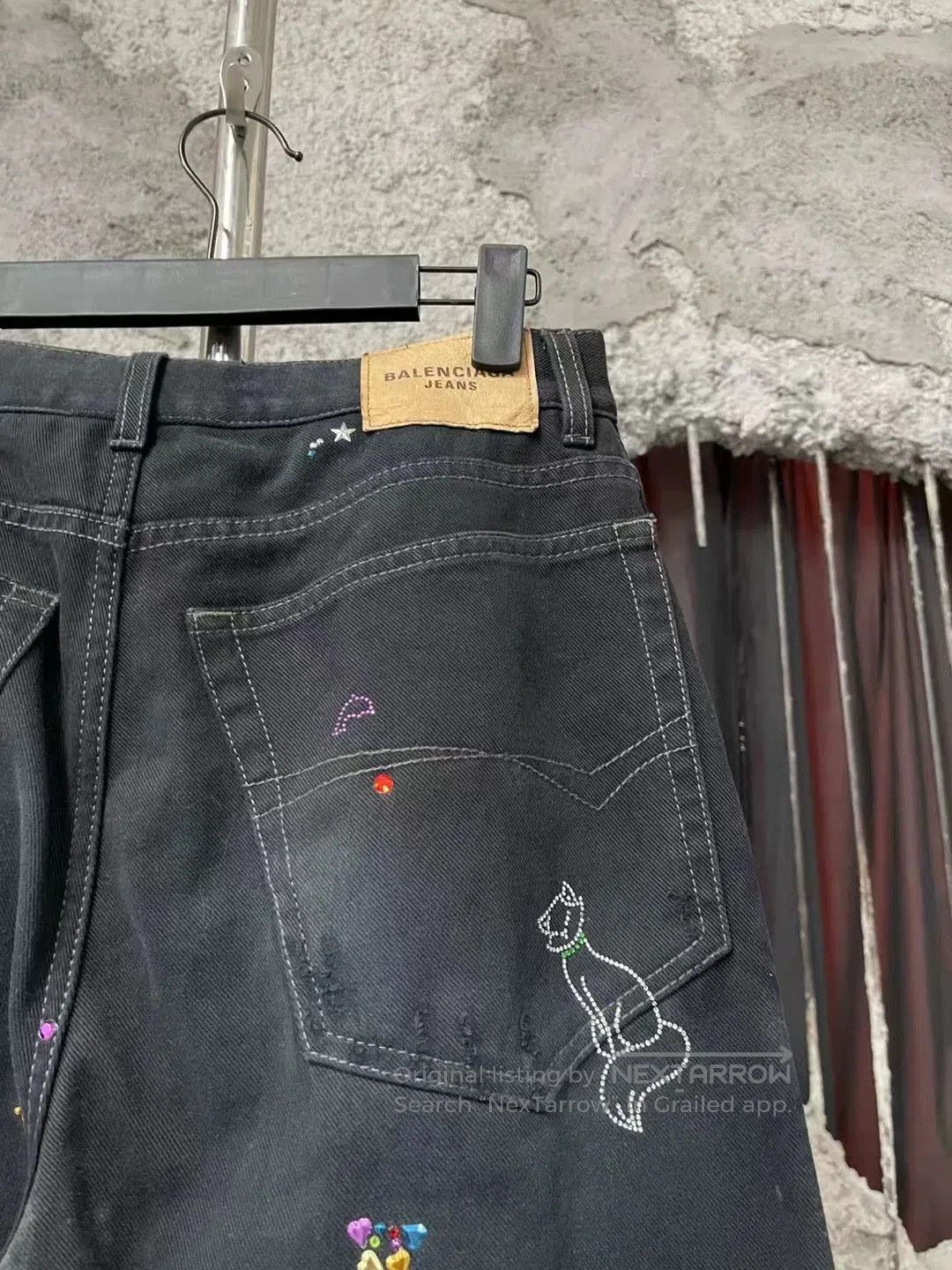 Balenciaga Balenciaga Distressed Crystal Cat Jeans. Size US 26 / EU 42 - 3 Thumbnail