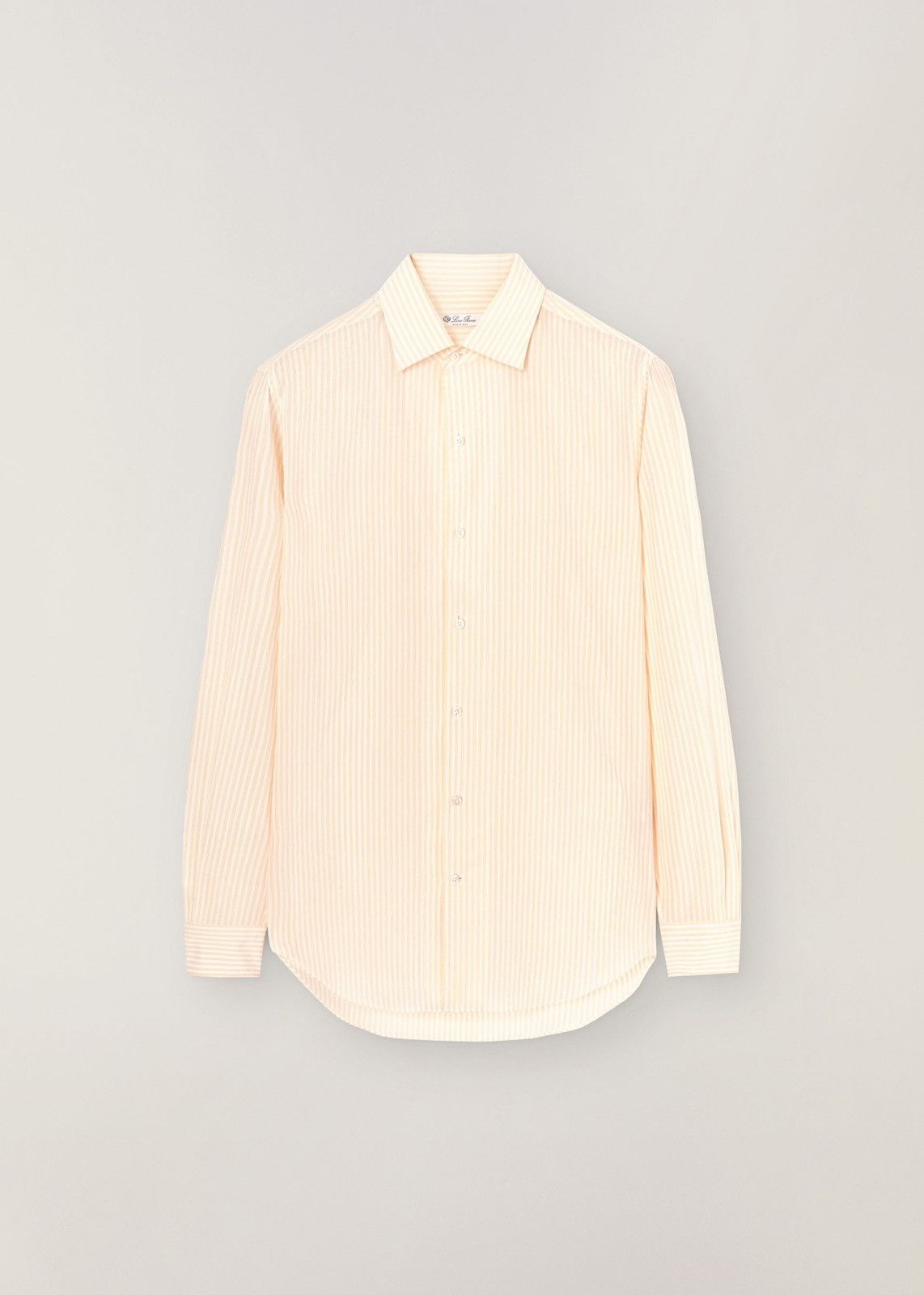 image of Loro Piana O1Loc1C0124 Striped, Cotton Voile Shirt In Light Yellow, Men's (Size Small)
