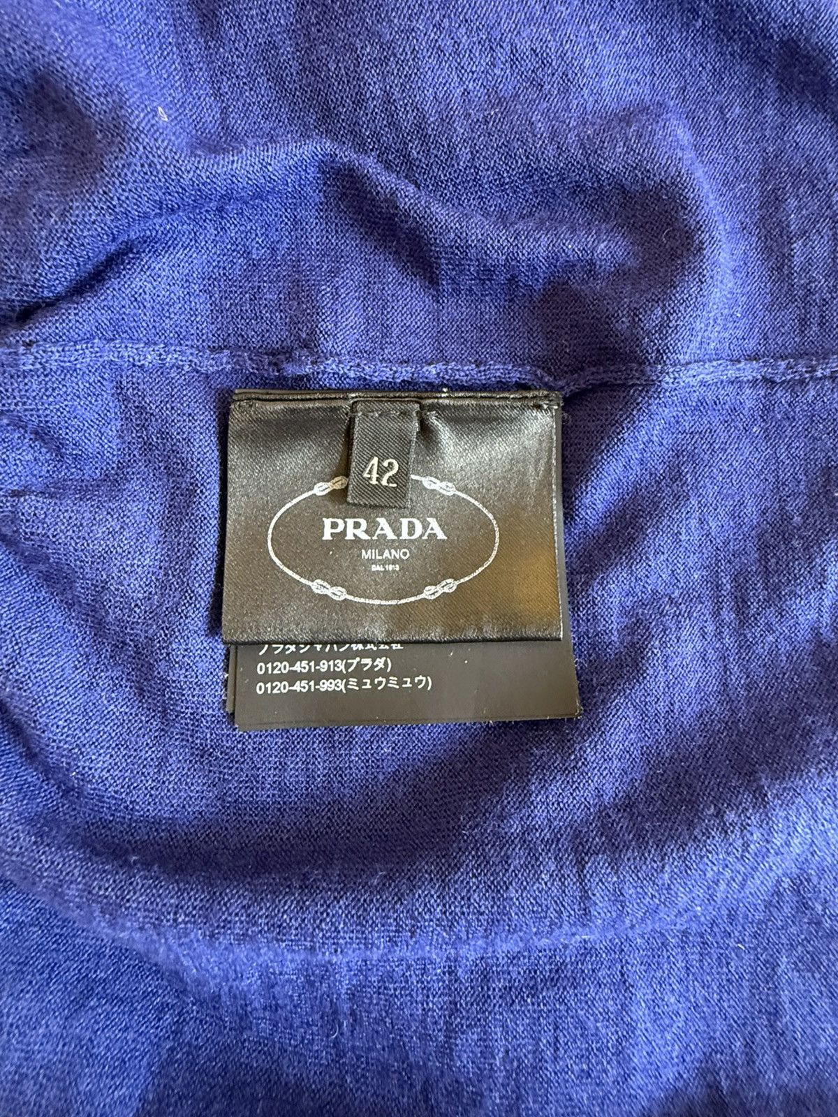 Prada Prada FW2018 Fine-Gauge Knit Crewneck Sweater in Cobalt Blue Size M / US 6-8 / IT 42-44 - 4 Thumbnail