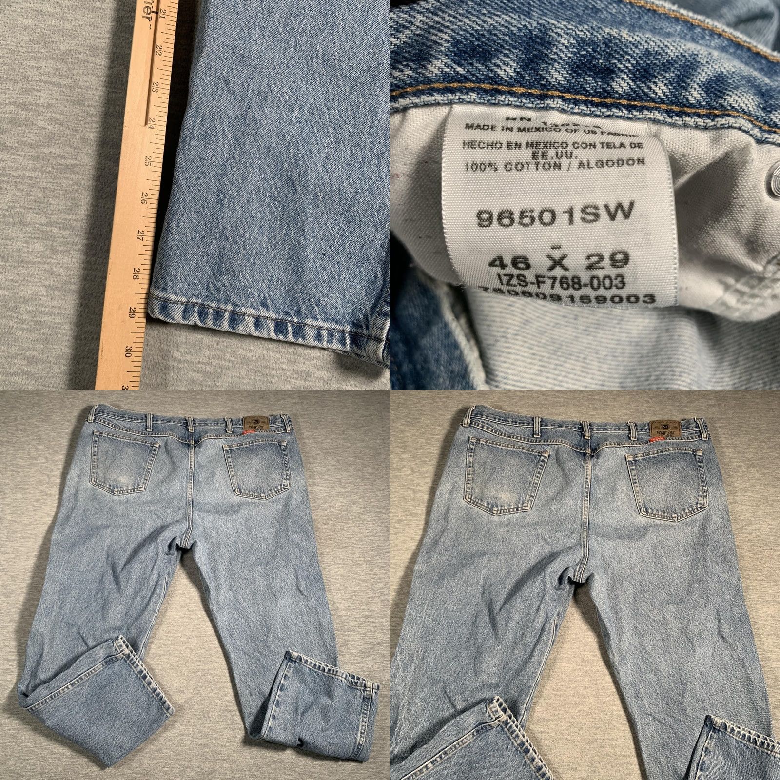 Wrangler Wrangler Jeans Mens 46x29 Blue Straight Leg Denim 96501SW Cotton Regular Fit Jeans Size US 30 / EU 46 - 8 Thumbnail