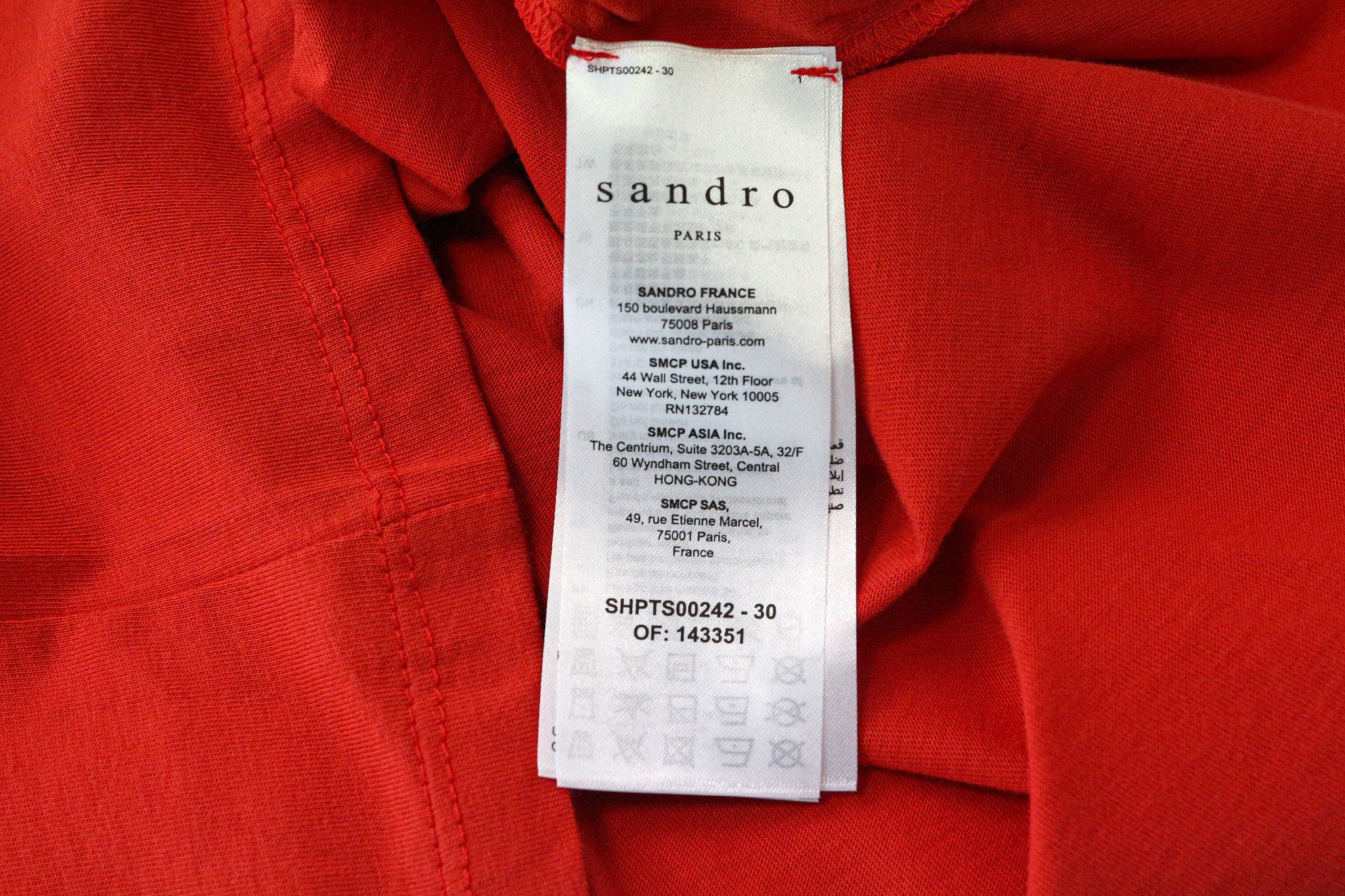 Sandro M Red Cotton Logo Short Sleeve T-Shirt 74478 Size US M / EU 48-50 / 2 - 7 Thumbnail