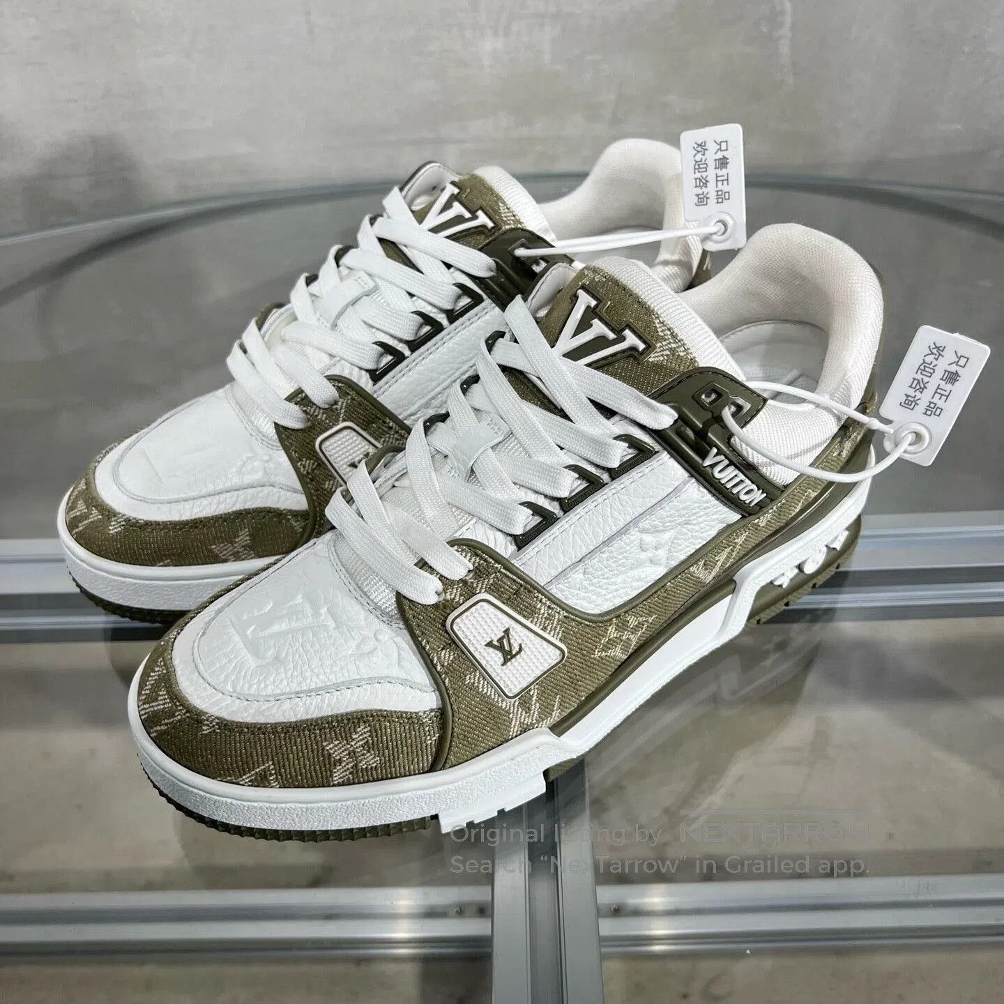 Louis Vuitton louis vuitton lv trainer 25 white green. Size US 5.5 / EU 38 - 2 Thumbnail