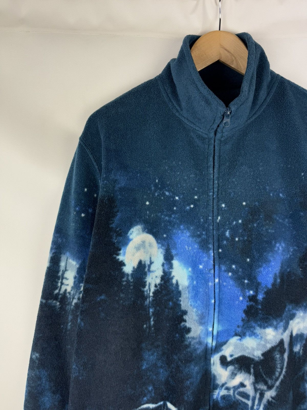 Vintage Vintage Men’s Wolves Patterned Fleece Jacket Size L Size US L / EU 52-54 / 3 - 4 Thumbnail