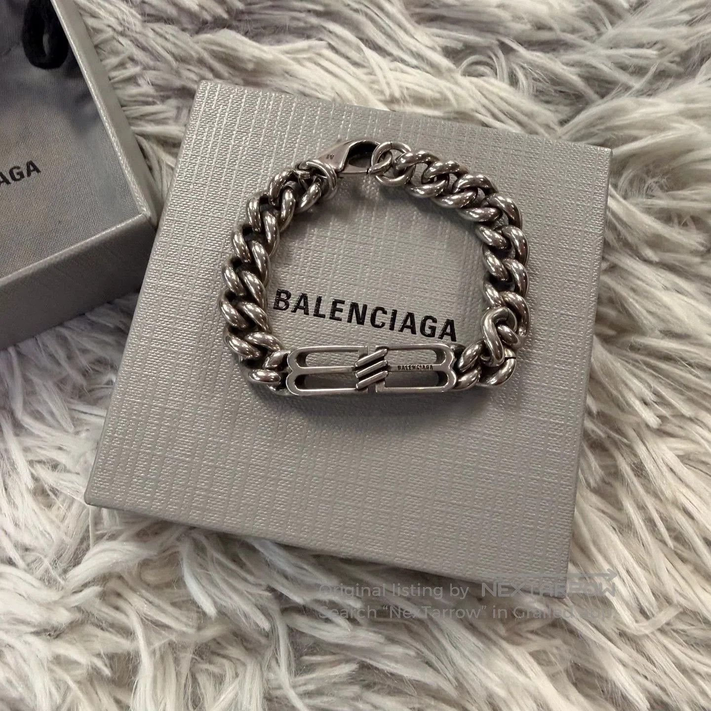 Balenciaga balenciaga double ring bb bracelet in silver. Size ONE SIZE - 2 Thumbnail