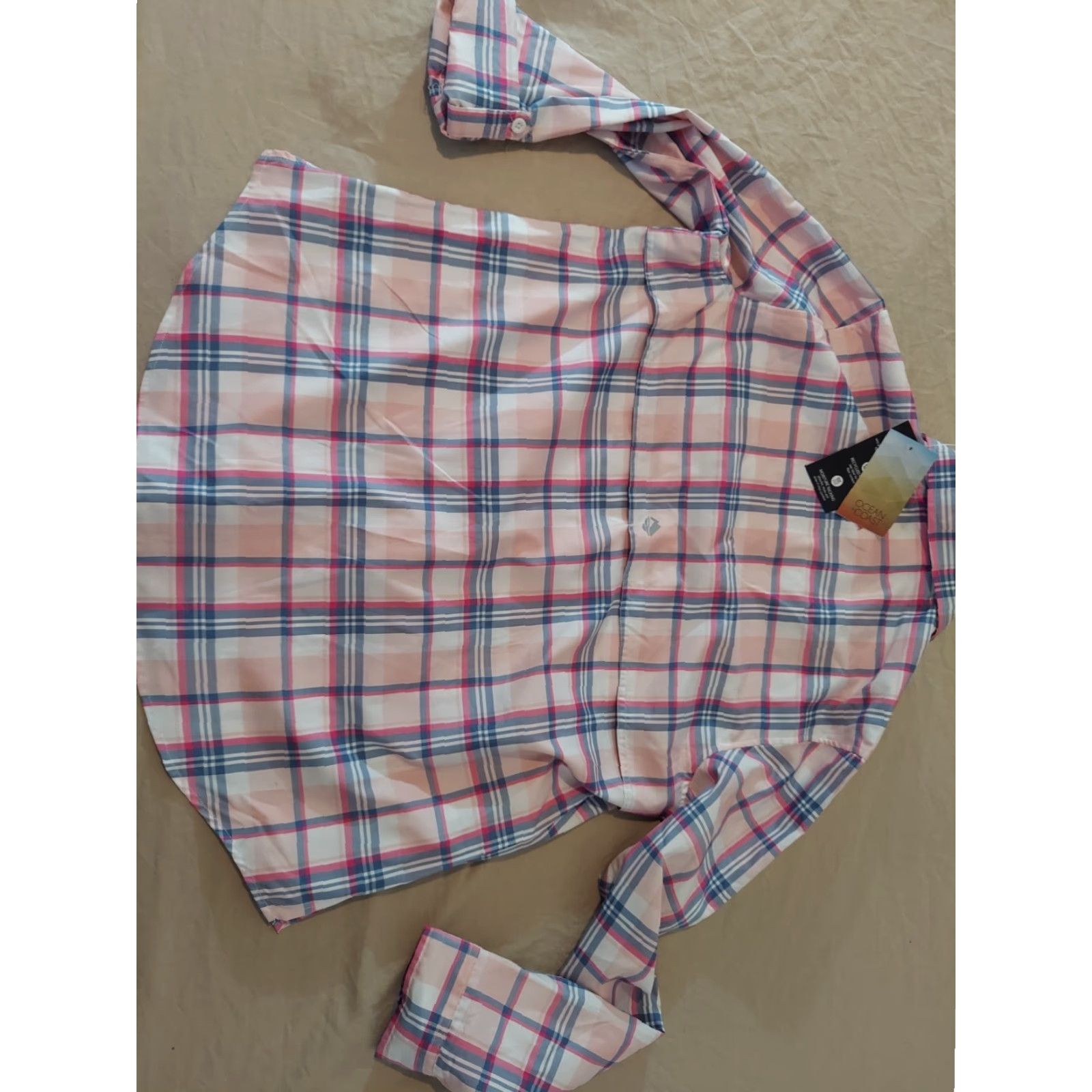 Vintage Womens Ocean & Coast Plaid Dress Shirt L Large Pink Button-Up Outdoor Cotton Size L / US 10 / IT 46 - 5 Thumbnail
