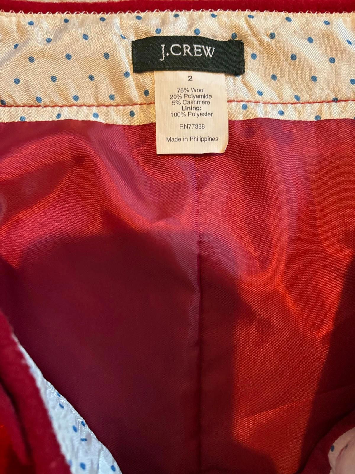 J.Crew J. Crew Wool High Waist Red Women's Button-Accent Mini Skirt Size 26" / US 2 / IT 38 - 6 Thumbnail