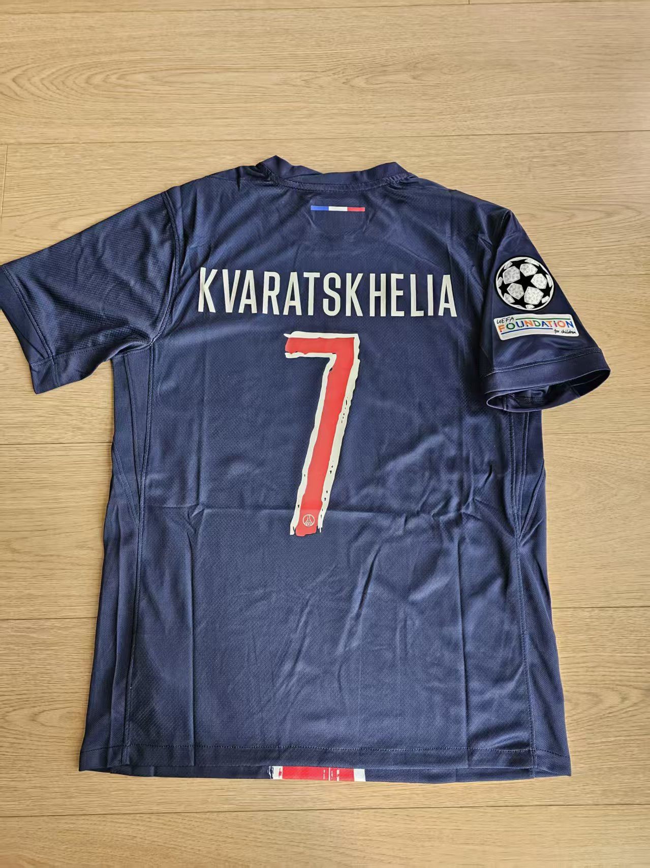Other 2025 PSG #7 Khvicha Kvaratskhelia Jersey Home UEFA Champions Size US M / EU 48-50 / 2 - 1 Thumbnail