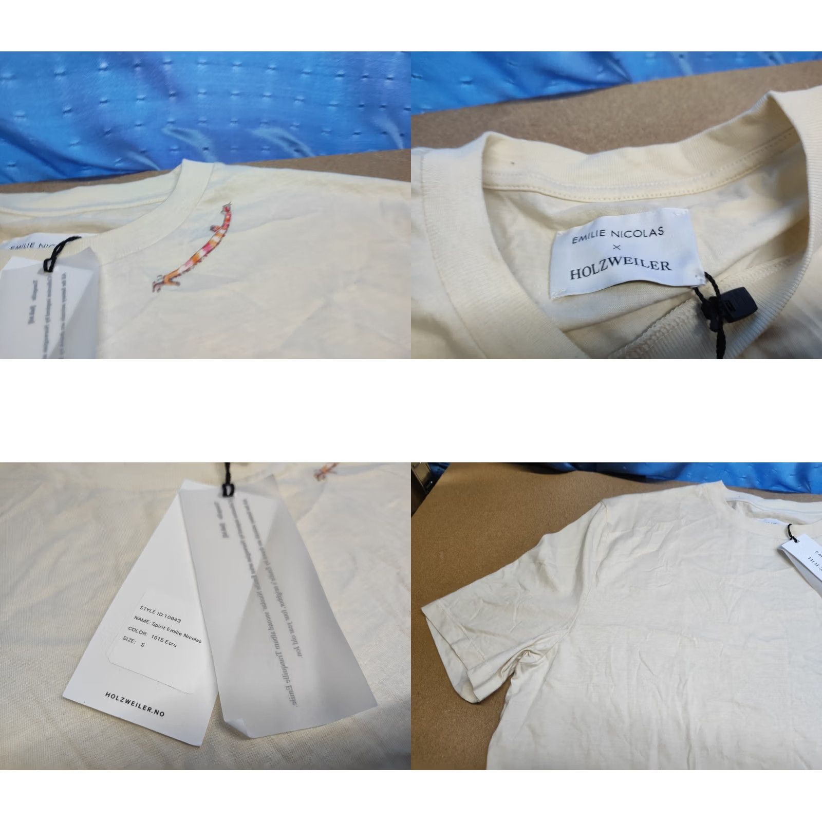 Holzweiler Holzweiler Emilie Nicolas Creamy Beige Womens T-Shirt Size S Short Sleeve Round Neck Casual Basic 100% Cotton Size S / US 4 / IT 40 - 8 Thumbnail