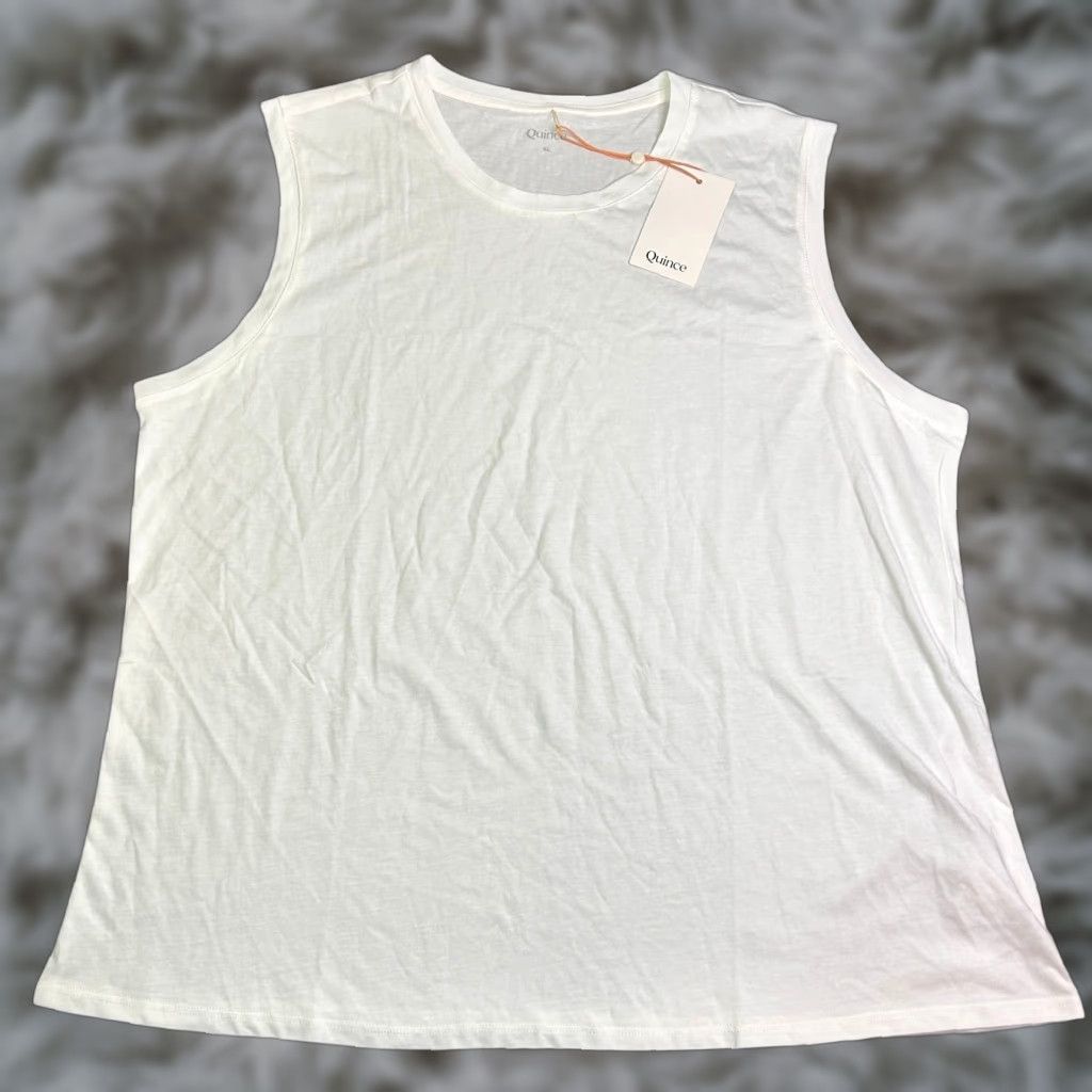 Quince Quince Tank Top Womens XL White Cotton Modal Sleeveless Athletic NWT Size XL / US 12-14 / IT 48-50 - 1 Thumbnail