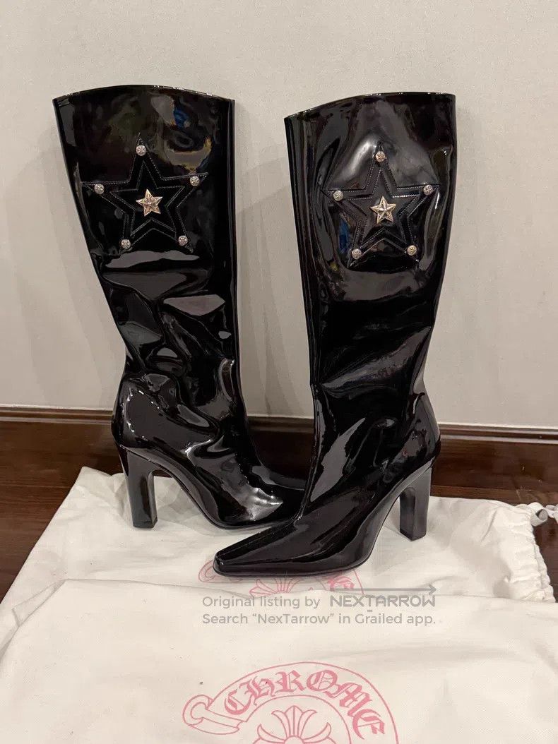 Chrome Hearts CHROME HEARTS Glossy Star Long Boots Size US 8.5 / IT 38.5 - 1 Thumbnail