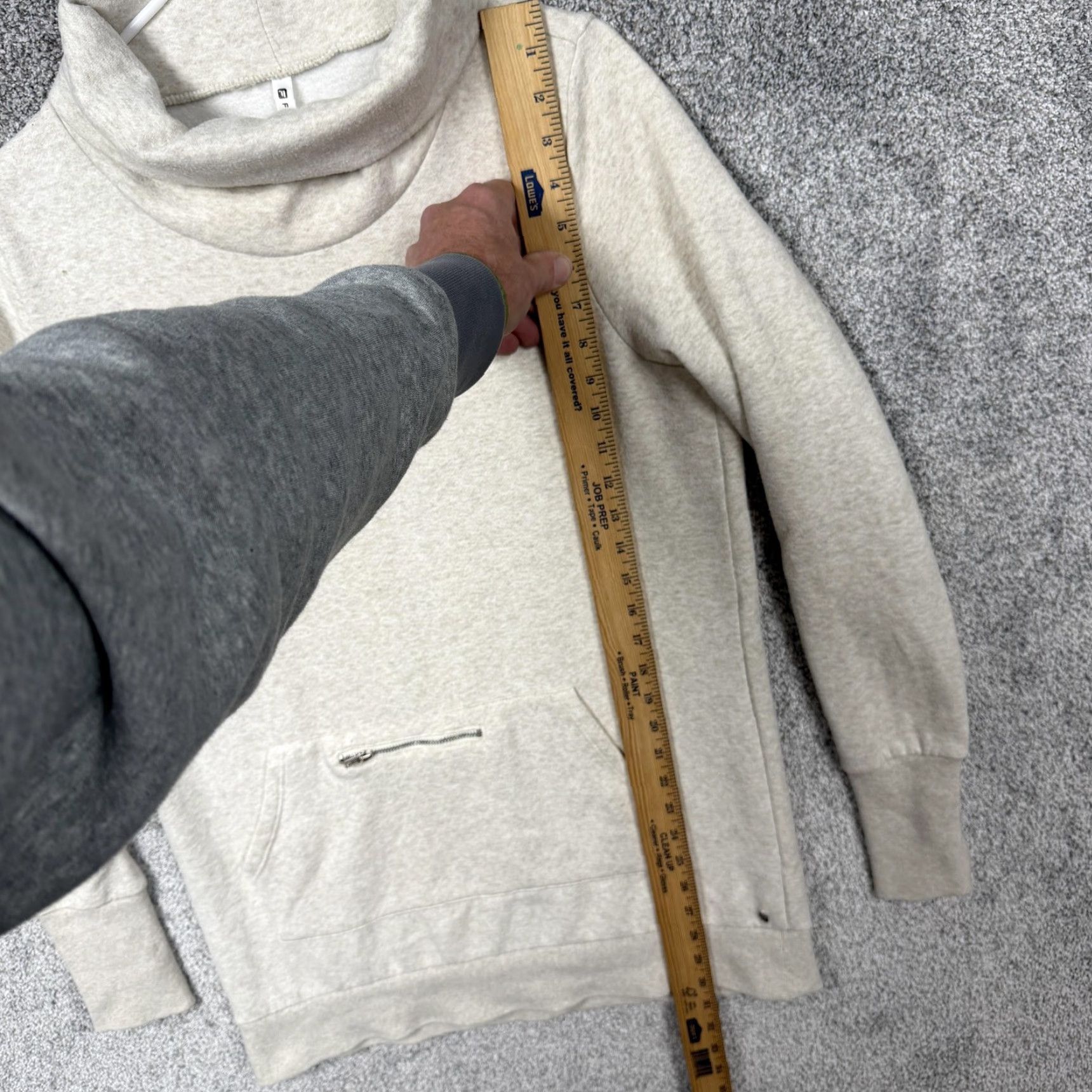 Fabletics Fabletics Sweatshirt Womens Large White Cowl Neck Fleece Pullover Zip Pocket Size L / US 10 / IT 46 - 2 Thumbnail