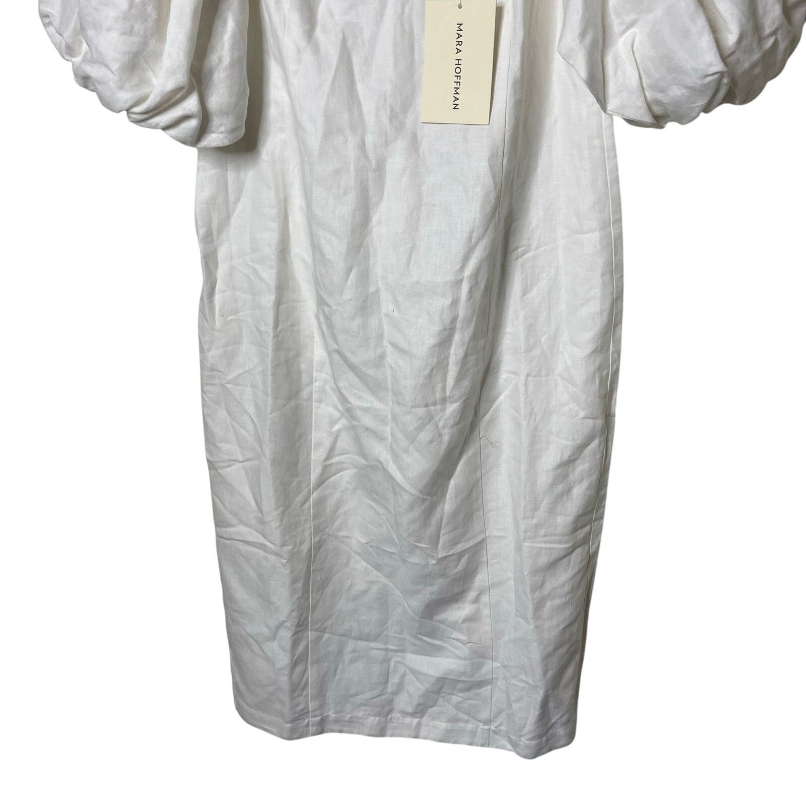 Mara Hoffman Mara Hoffman White Linen NAMARI Pencil DRESS Puff sleeve 12 Size XL / US 12-14 / IT 48-50 - 4 Thumbnail