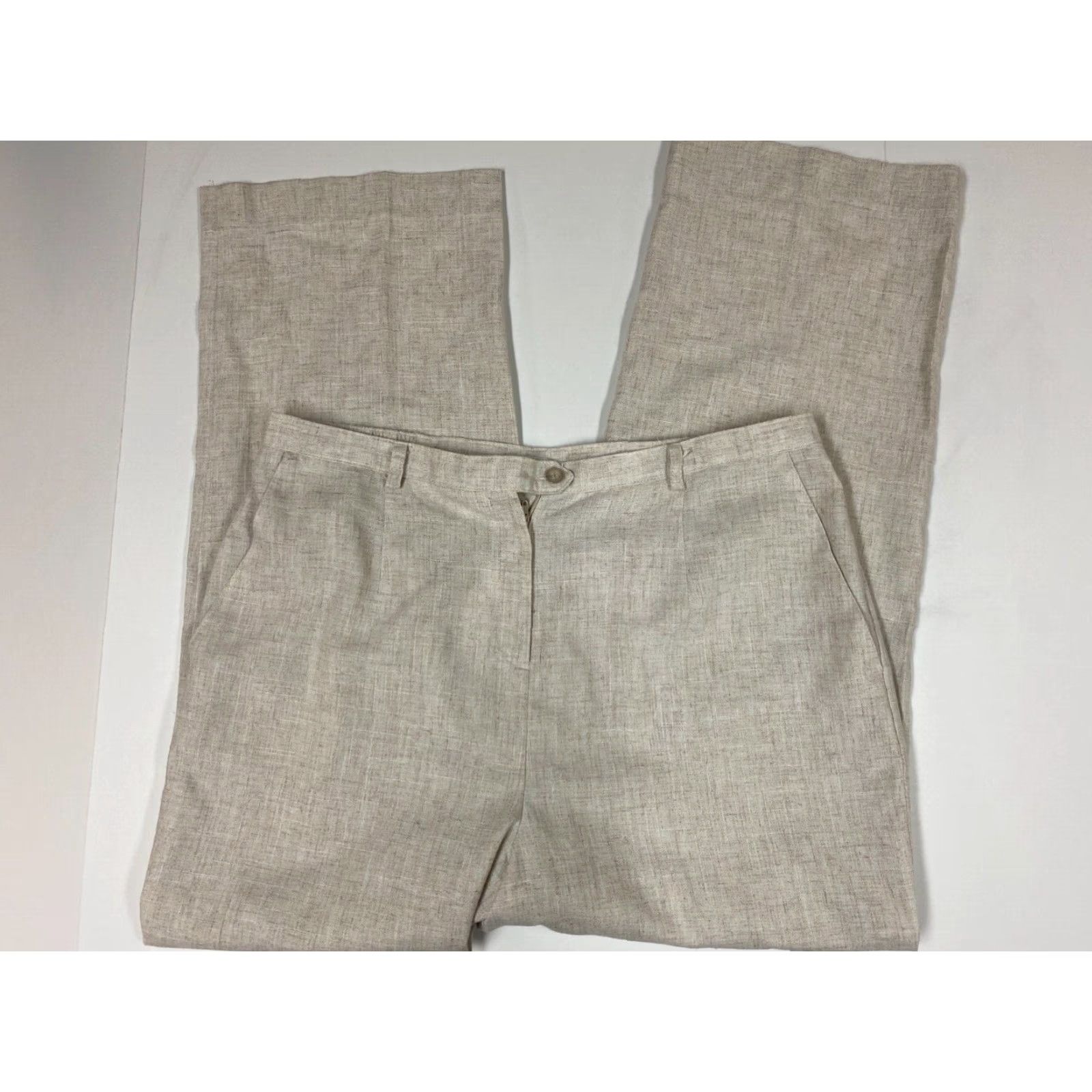 Vintage Sag Harbor Women Pants 16 Beige Straight Regular 27in Inseam Cotton Spandex Knit Dress Pants Slimming Stretch Womens Size 32" / US 10 / IT 46 - 2 Thumbnail